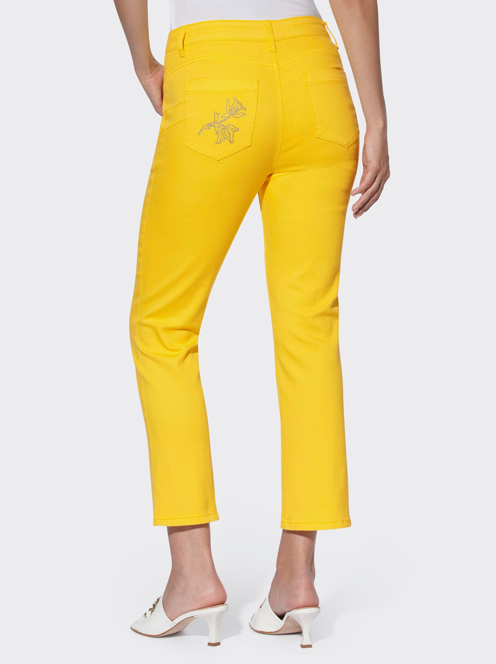 heine Push-up-Jeans mit Glitzer-Appilkation - sonnengelb