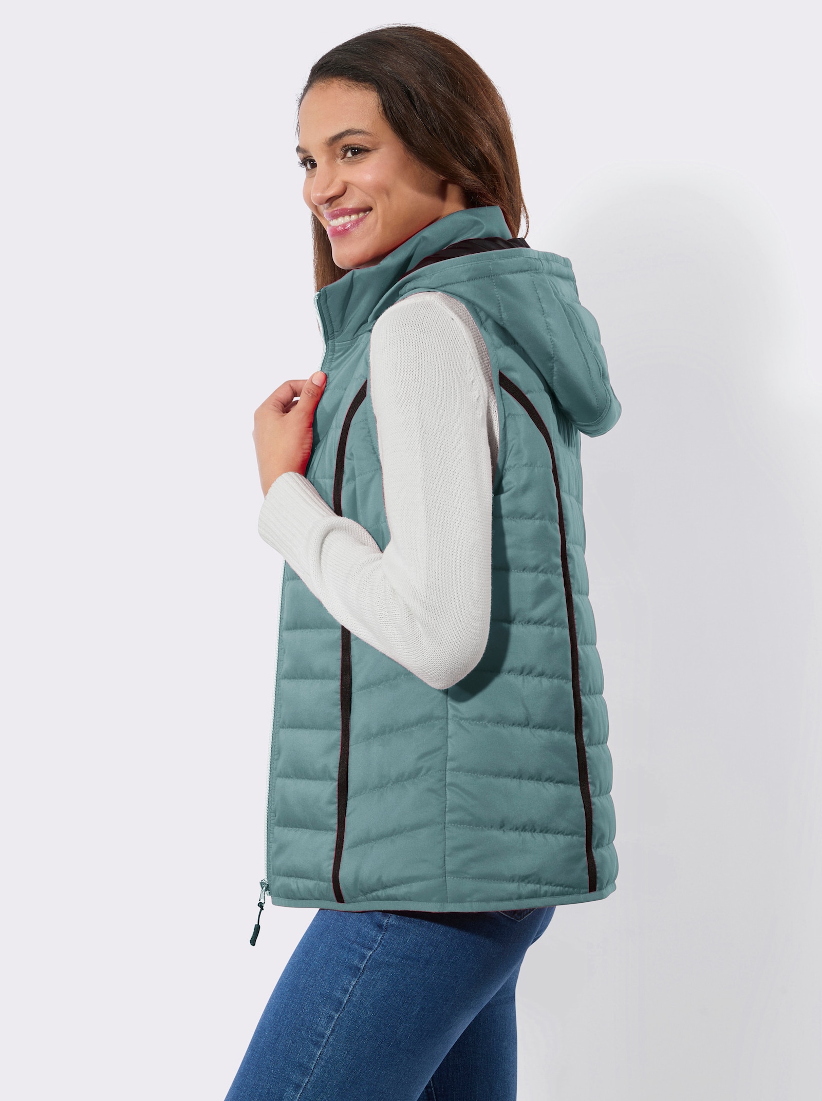 Steppweste mit abnehmbarer Kapuze - jade