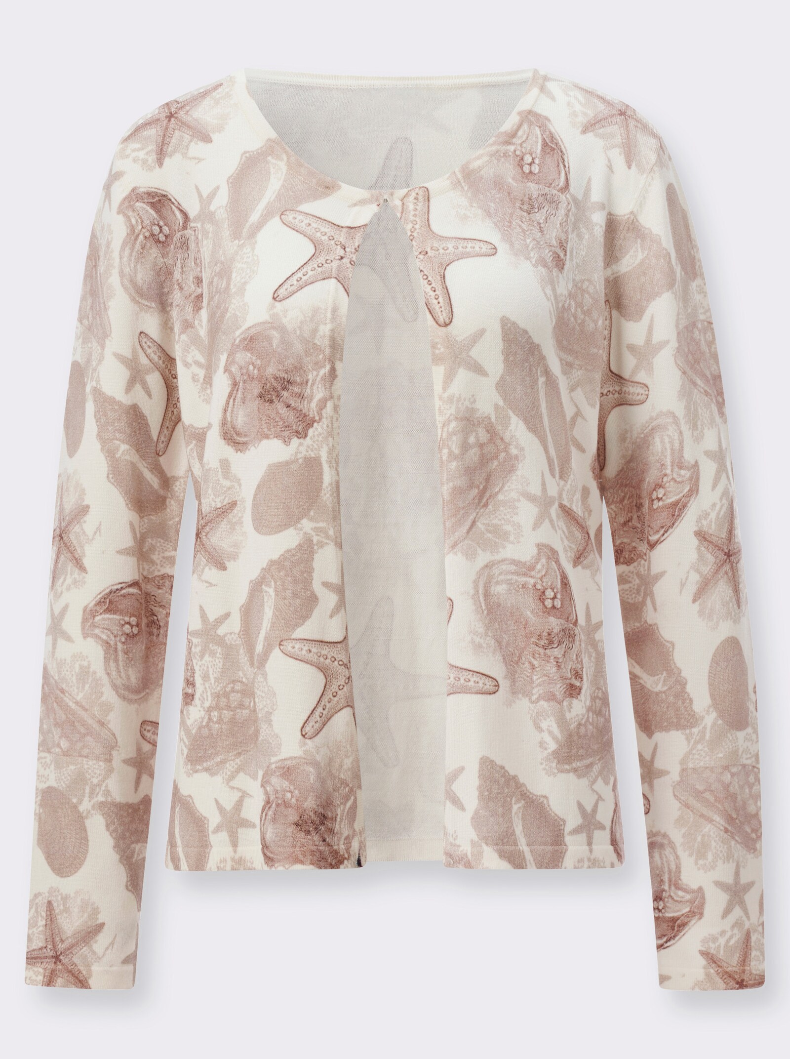 Cardigan mit Hakenverschluss - champagner-sesam-bedruckt