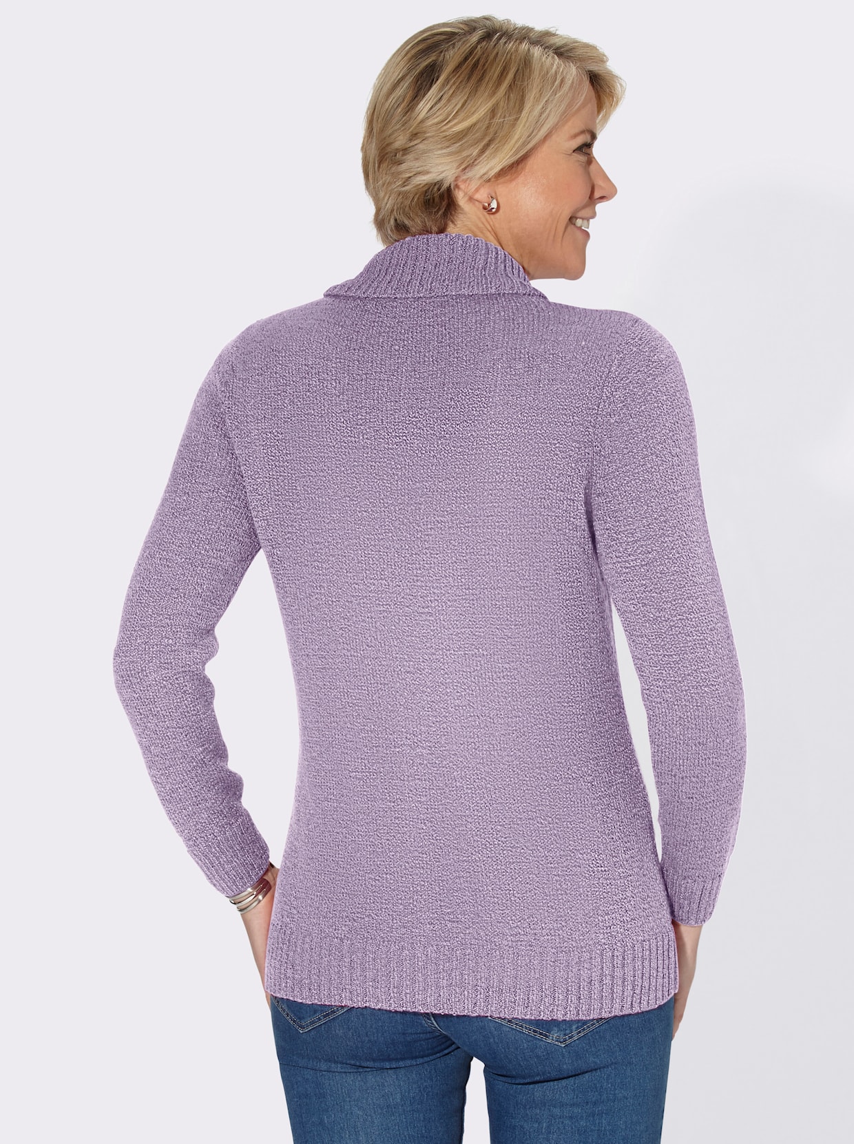 Pullover met V-hals - lila gemêleerd