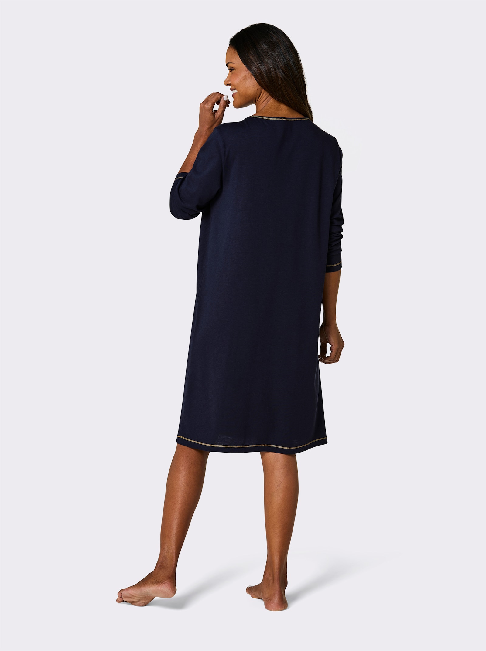 wäschepur Nachthemden - marine + marine-ocker-bedruckt