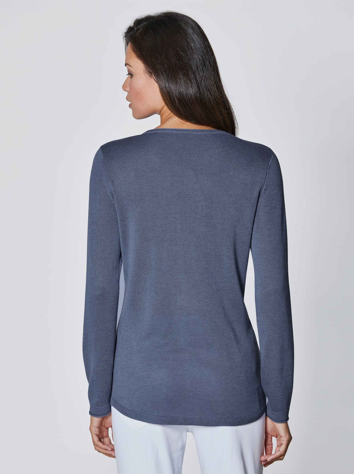 Creation L Premium Pullover van zijde en kasjmier - blauw gemêleerd