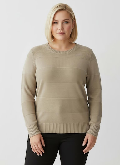 Langarm-Pullover mit Glitzergarn - beige