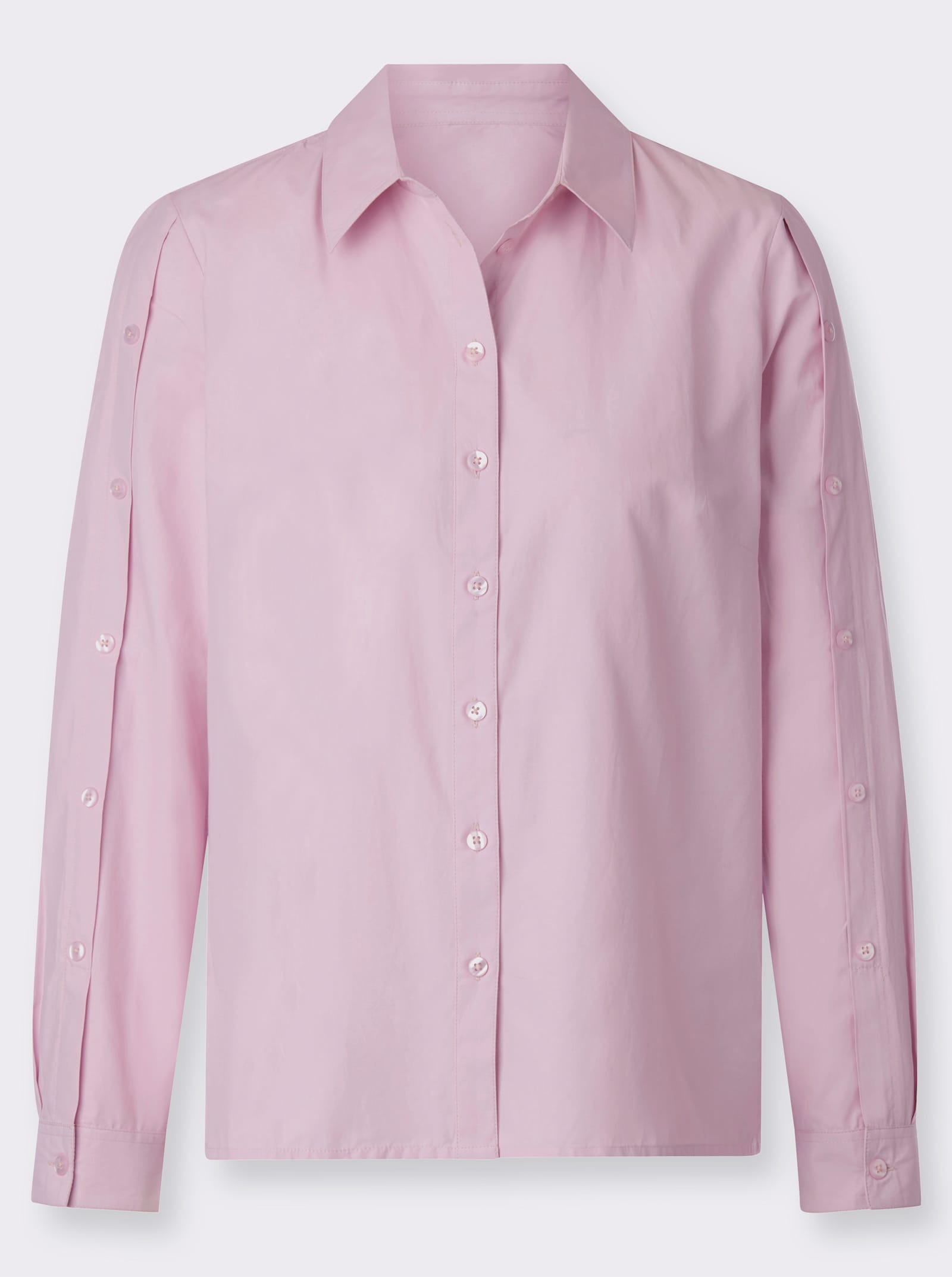 Langarm-Bluse mit Seitenschlitzen - rosé