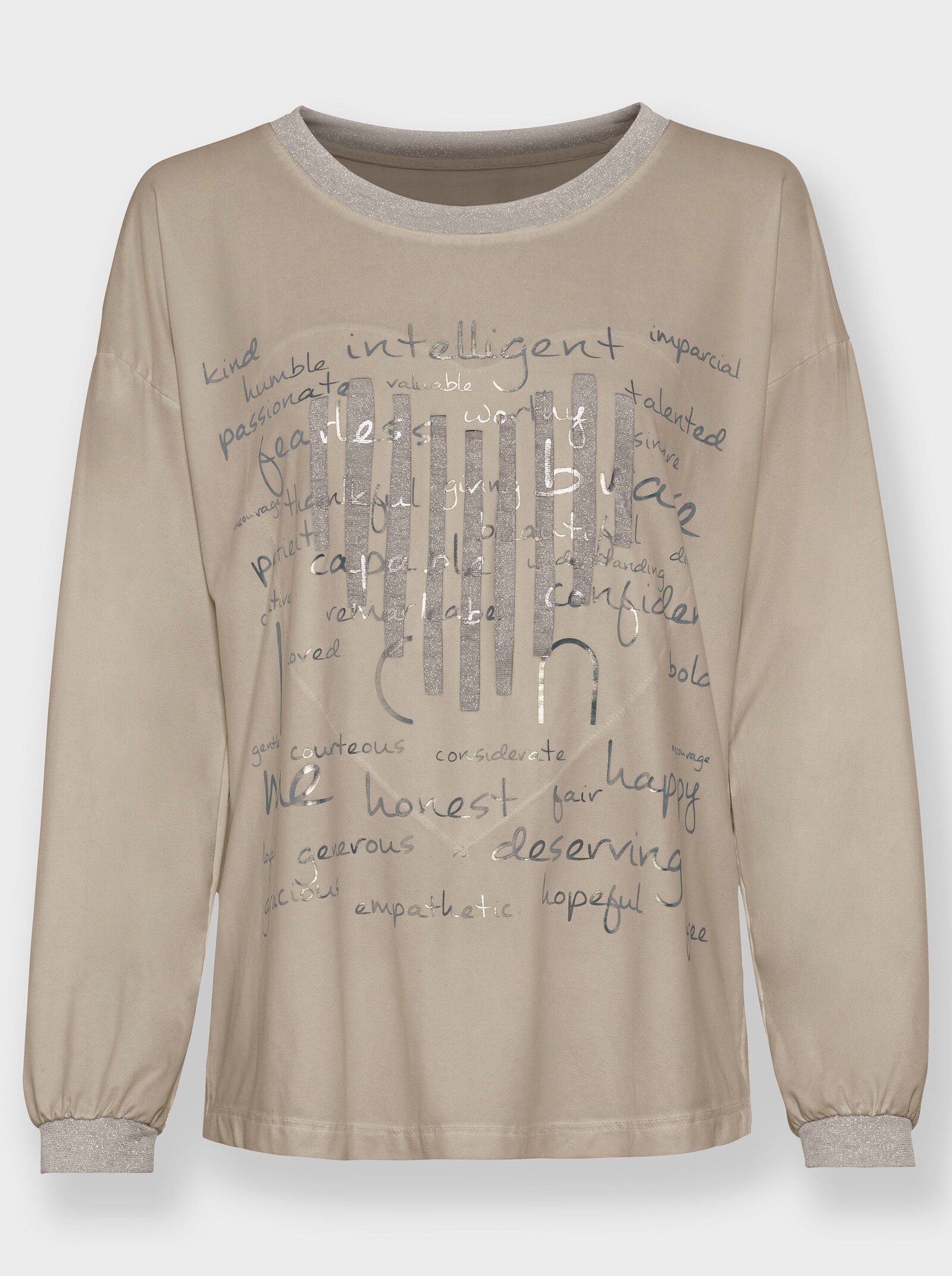 heine Langarmshirt mit Metallic-Effekt - beige