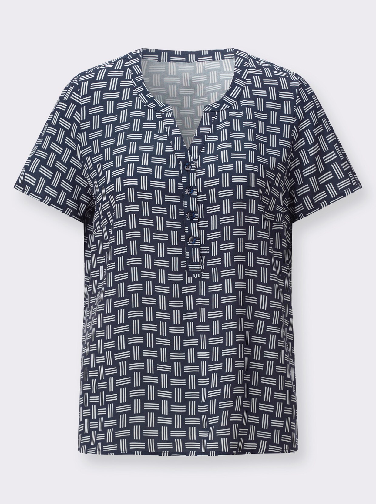 Druckbluse - marine-ecru-bedruckt