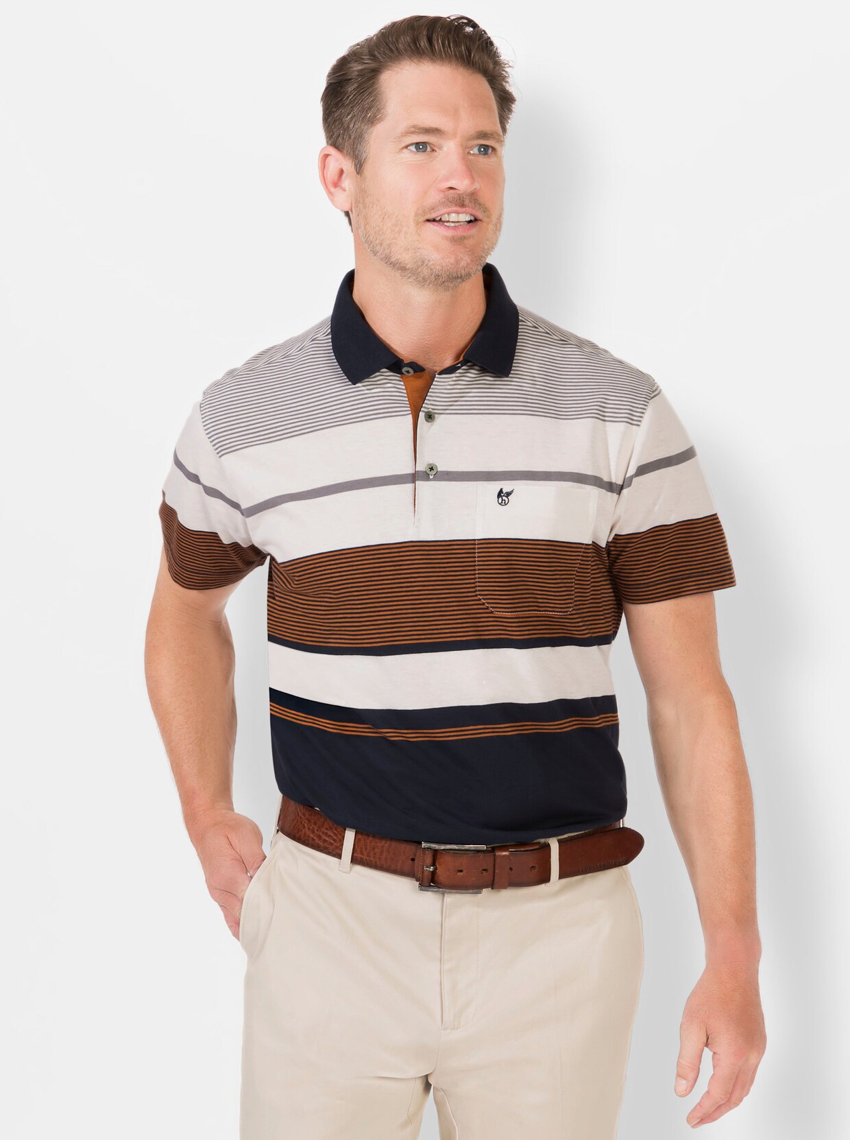 Hajo Kurzarm-Poloshirt - marine-gestreift