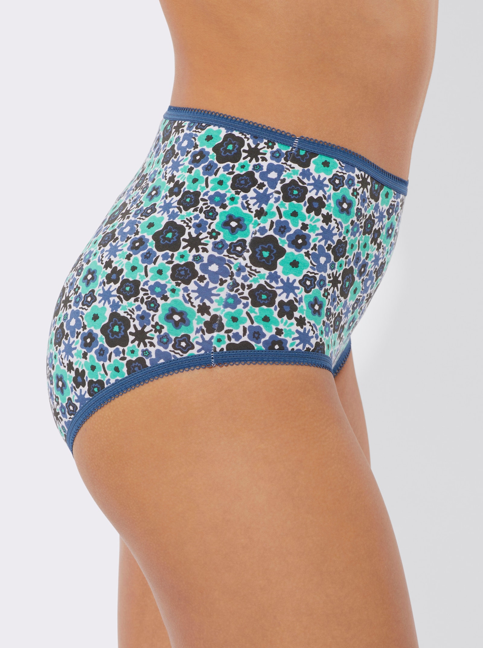 Tailleslip met elastische band - 2x bedrukt + jeansblauw + blauwgroen + grafiet