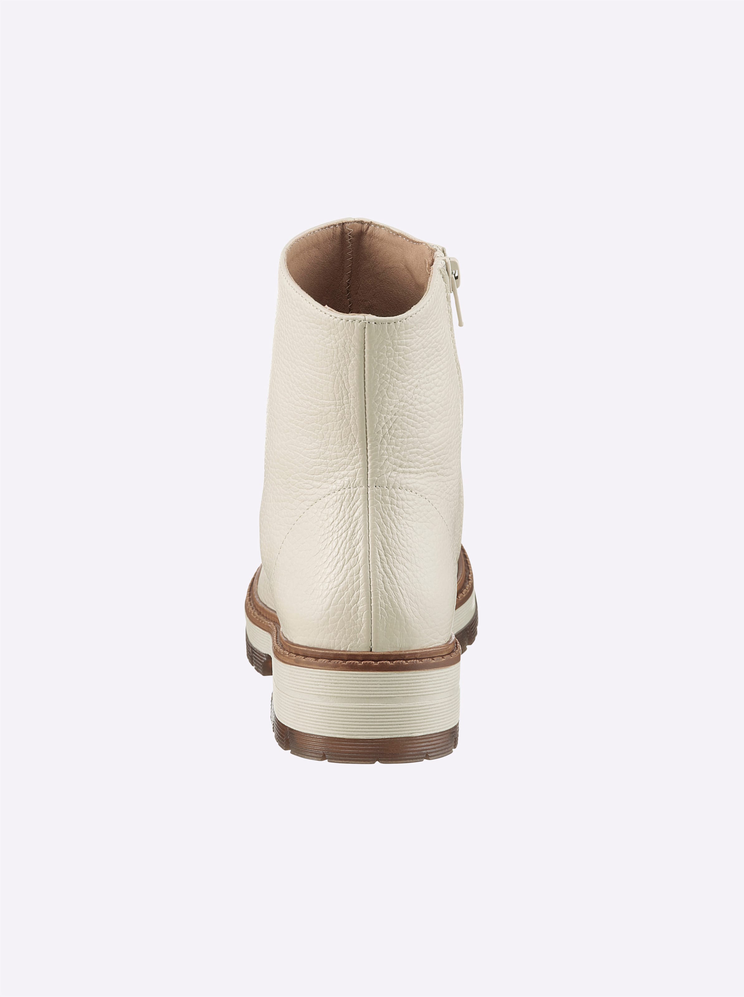 Heine Damen Weiß Stiefelette Gr. 39, Beige (Creme), Glattleder, Leder, Rindsleder, Schuhe Stiefelette - Bild 2