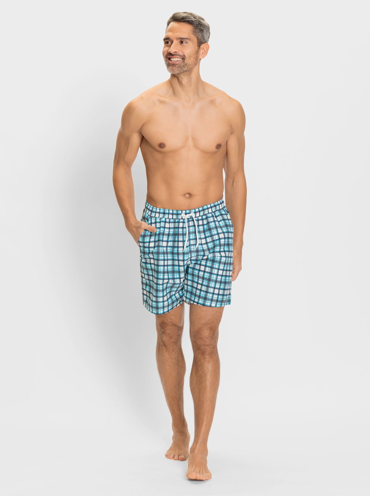 feel good Badeshorts - marine-zitrone-kariert