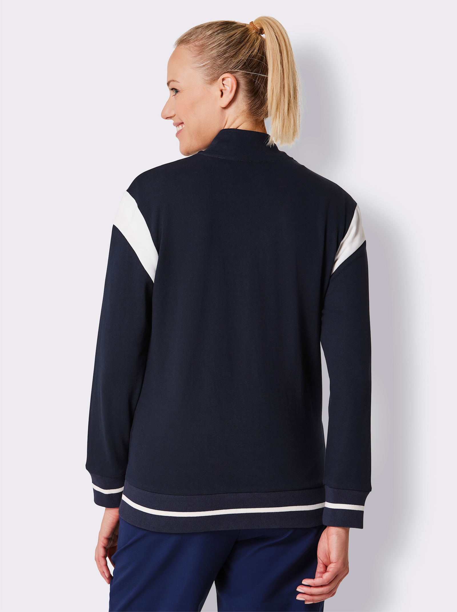 Catamaran Sports Sweatshirt mit Kontrast-Einsätzen - marine-ecru