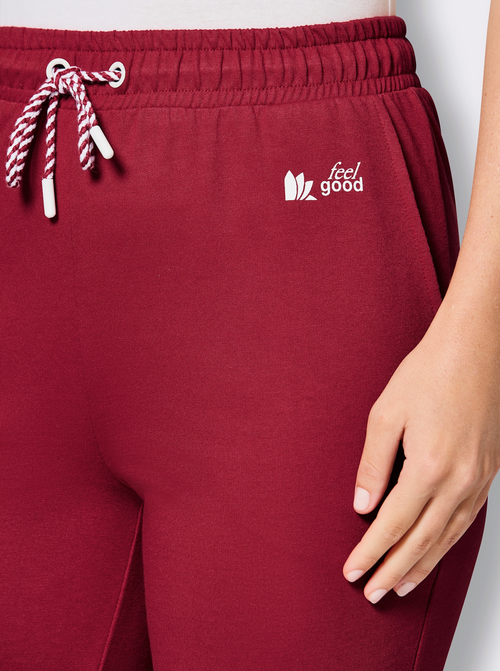 feel good Dehnbund-Hose mit Saumbündchen - kirsche-weiß