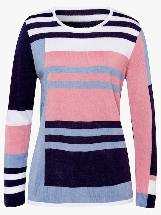 Pullover - nachtblau-weiß