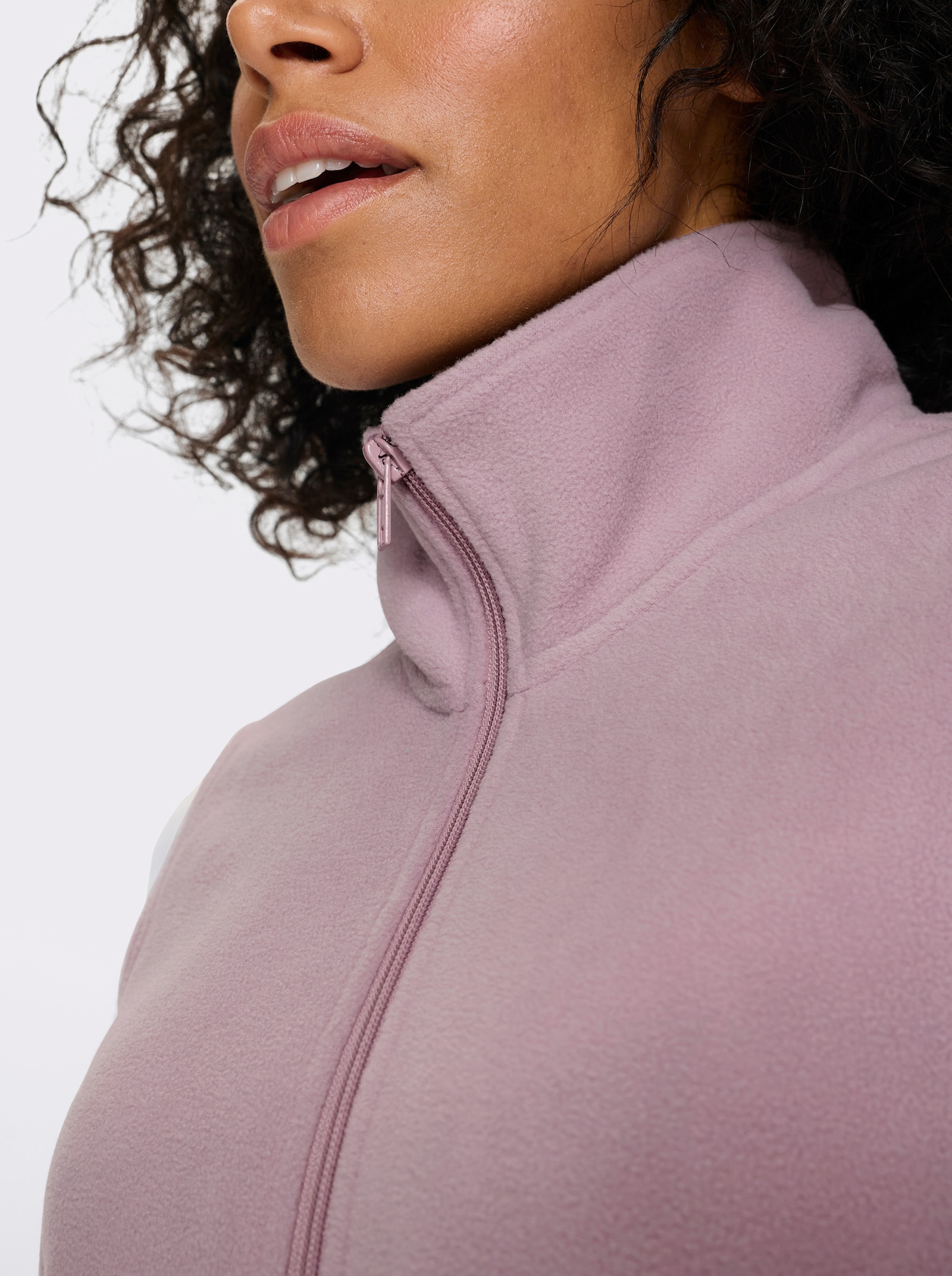 Fleecegilet met opstaande kraag - mauve