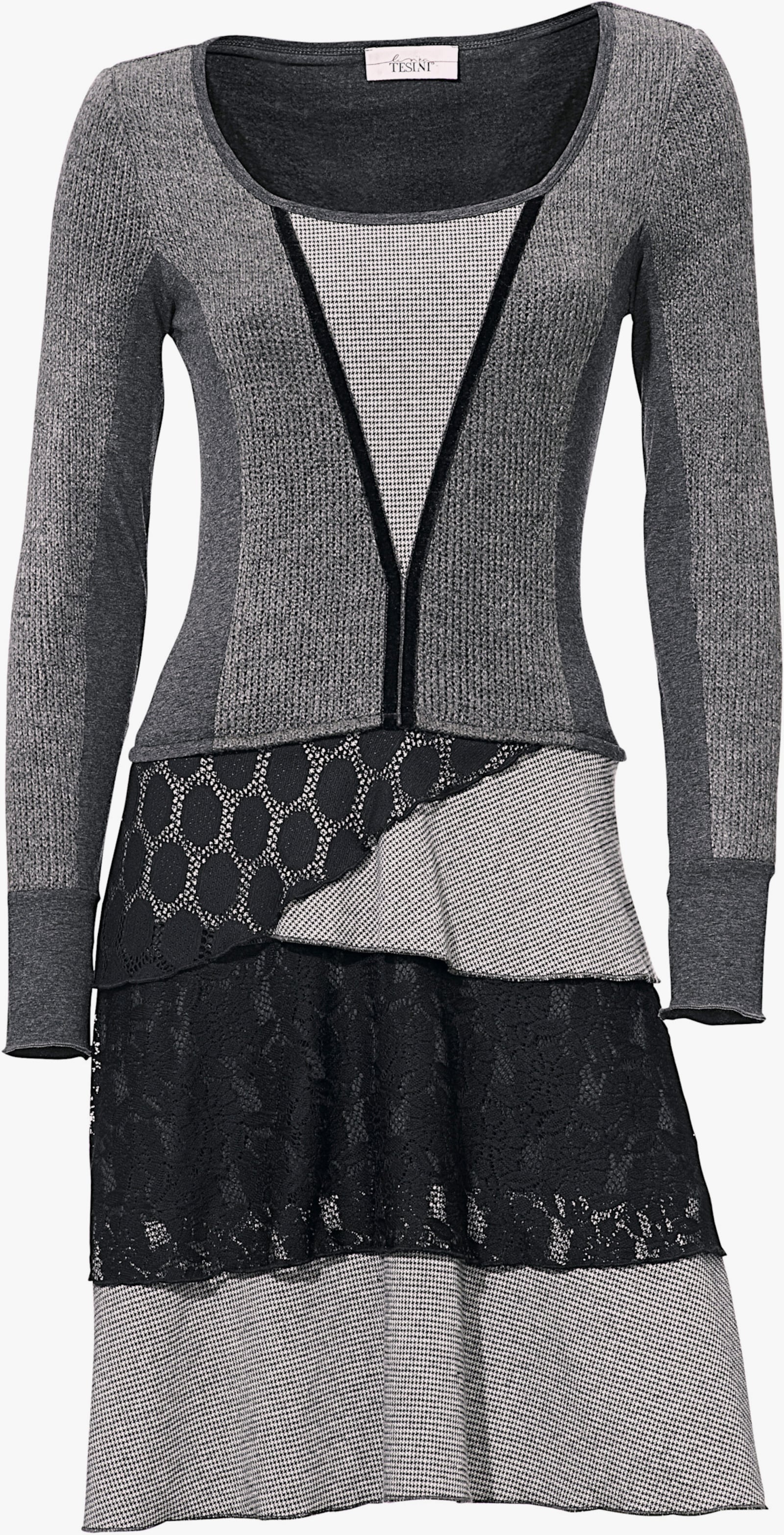 heine Jerseykleid in Material-Mix - schwarz