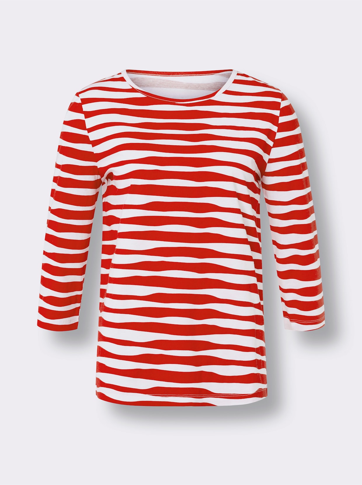 3/4-Arm-Shirt - rot-weiss-geringelt