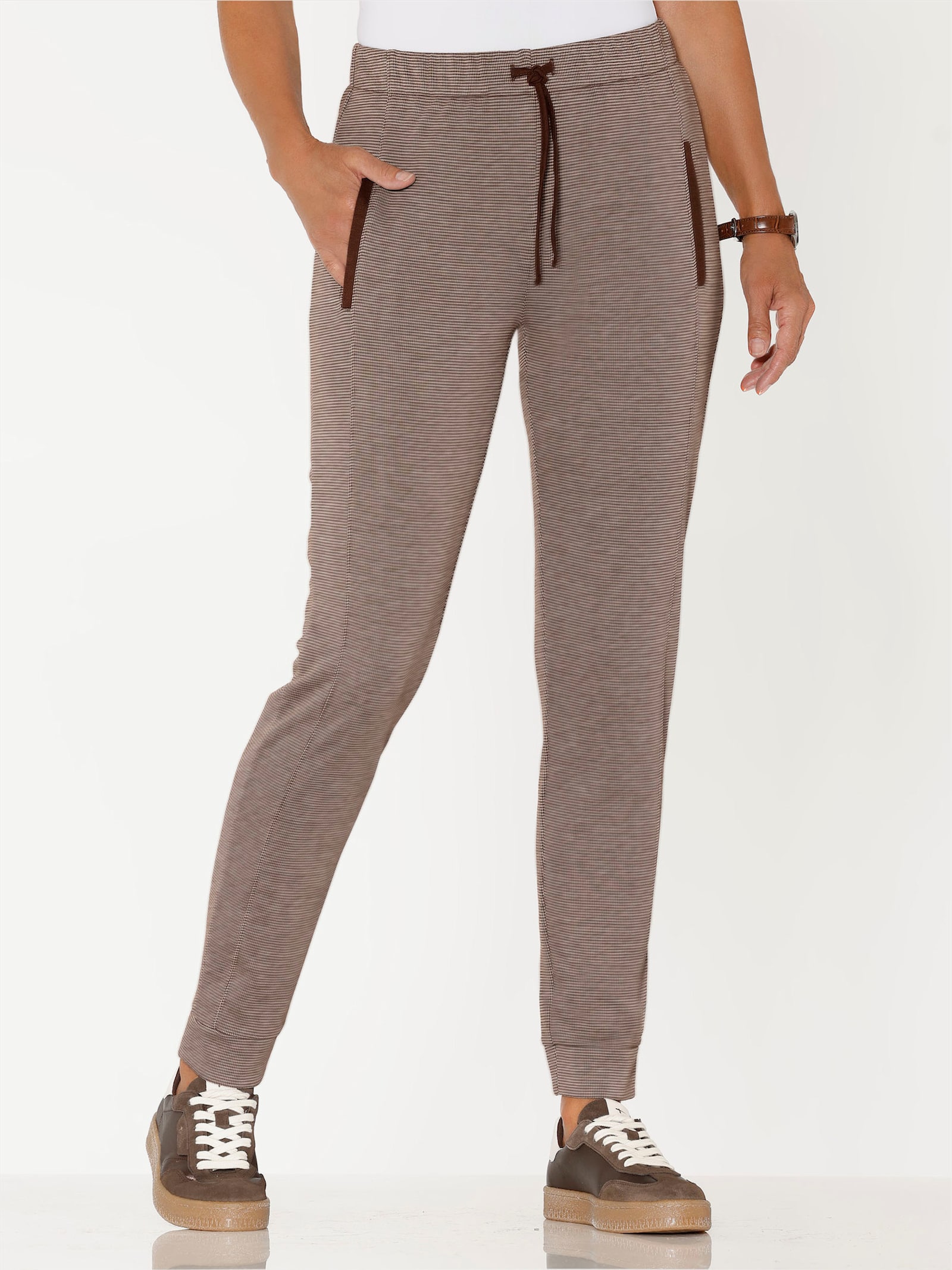 Jerseyhose in Melange-Optik - schoko-ecru-meliert