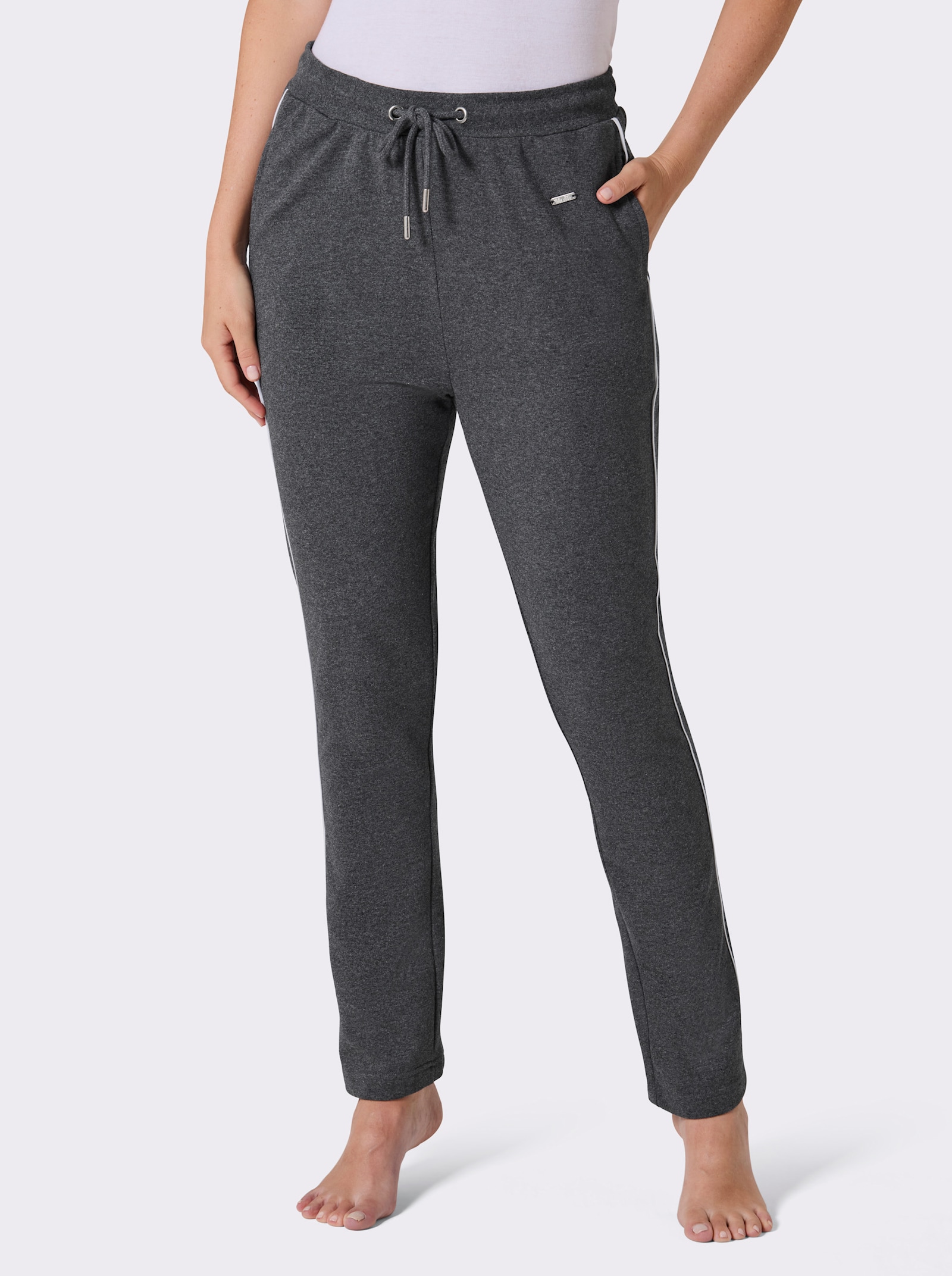 feel good Hose - anthrazit-meliert-weiß