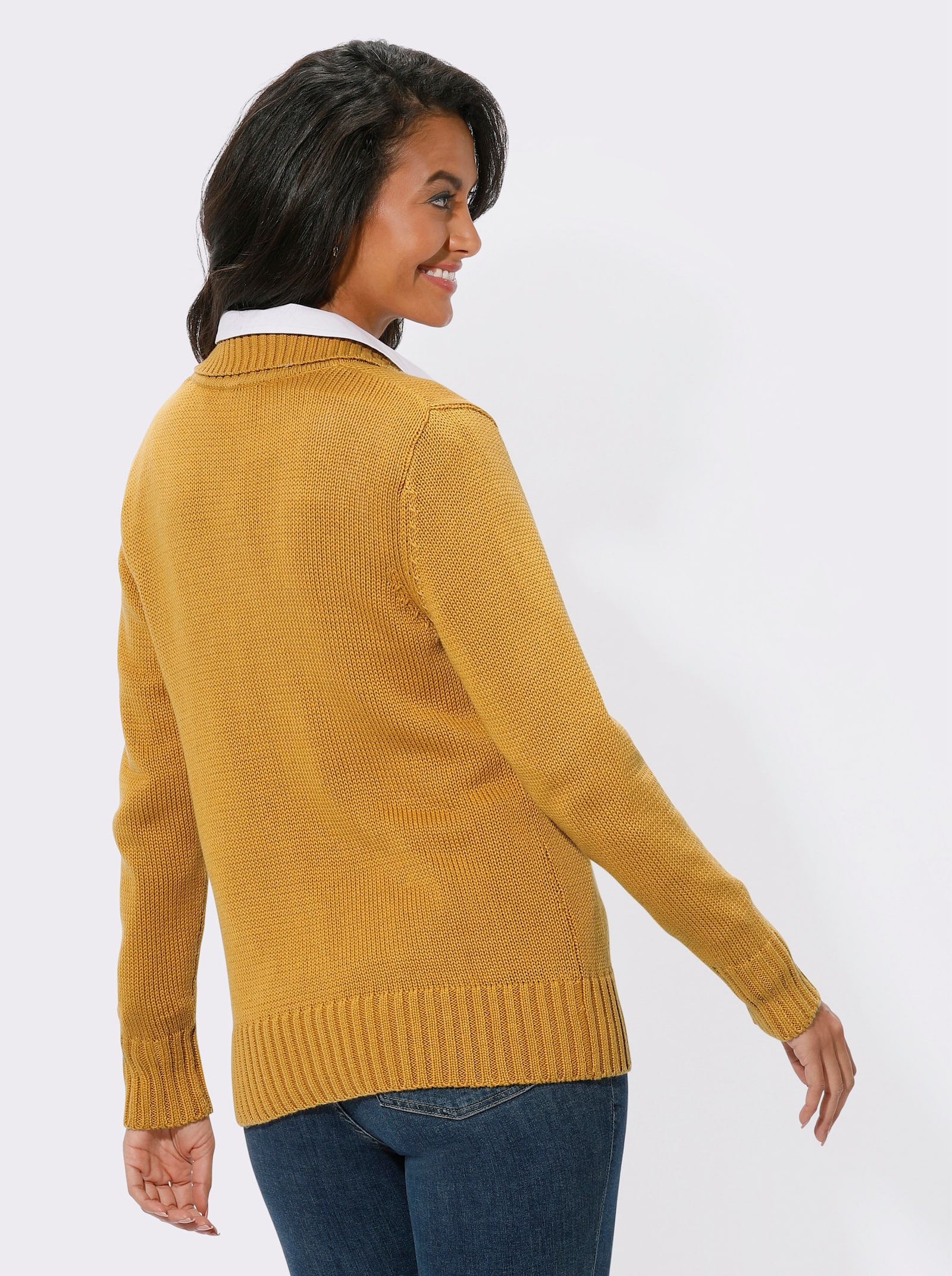 Veste en tricot avec glissière double sens - jaune maïs