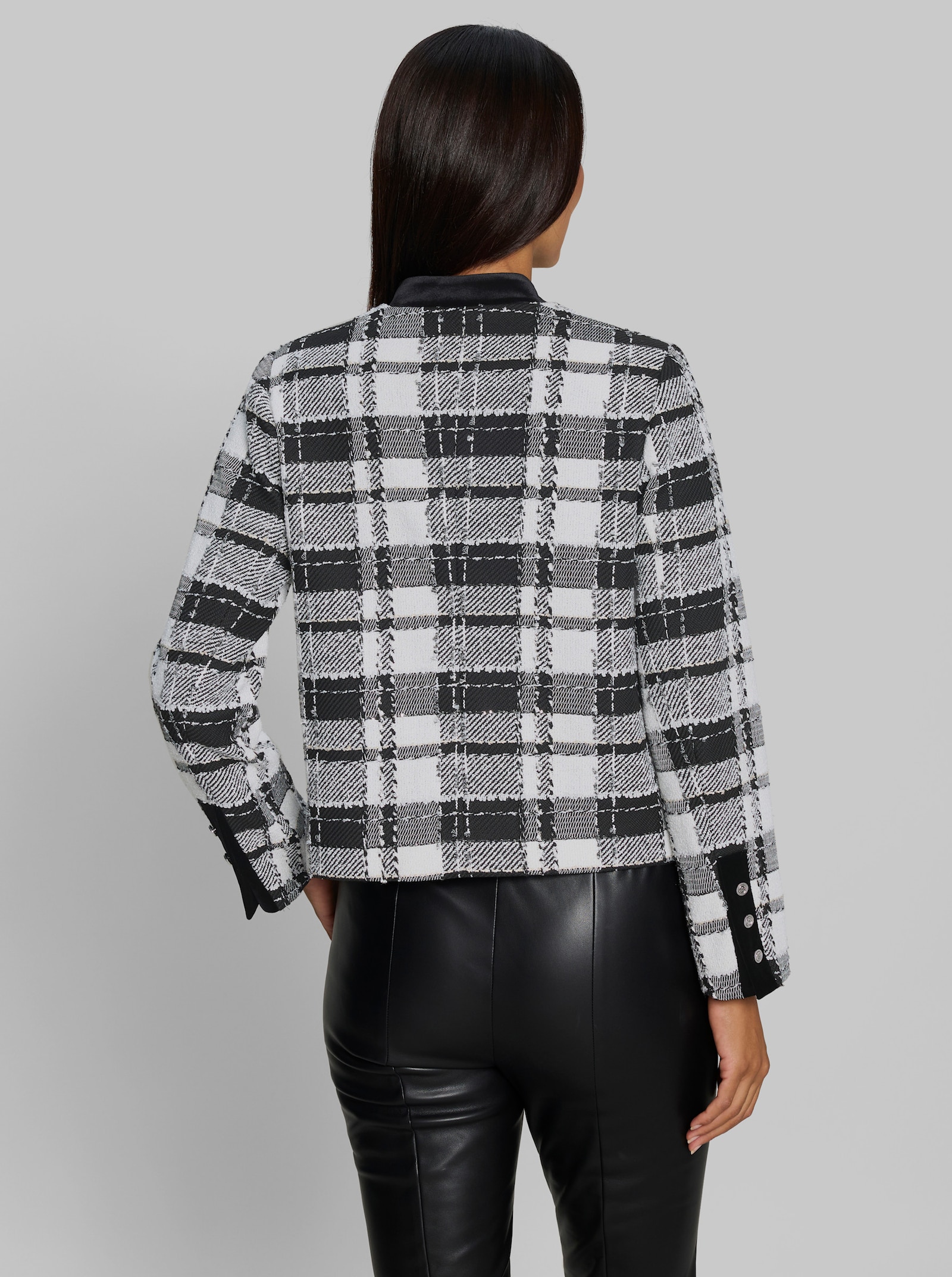 heine Blazer in Bouclé-Struktur - schwarz-weiß-kariert