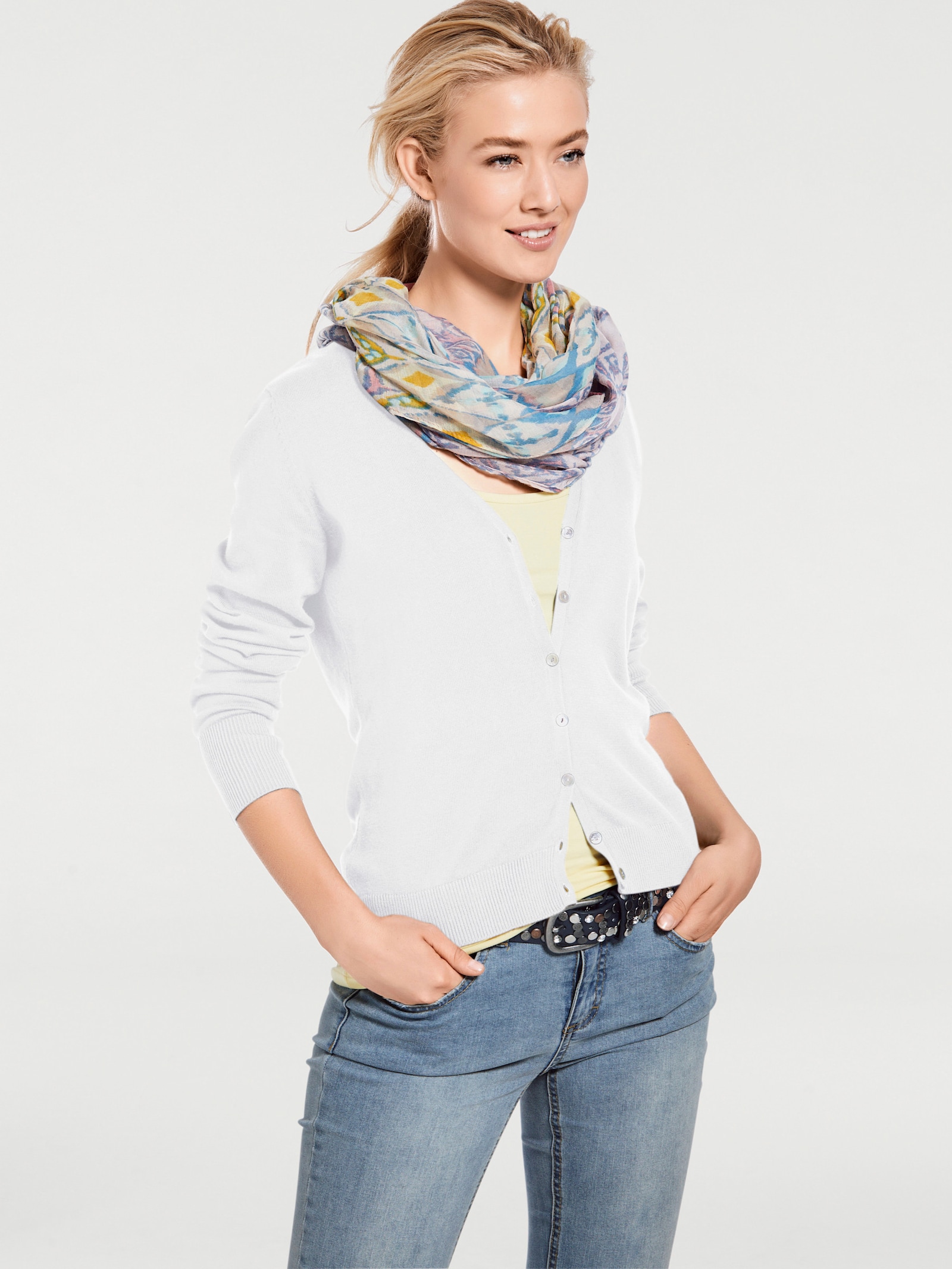 heine Feinstrickjacke im Cardigan-Style - weiß