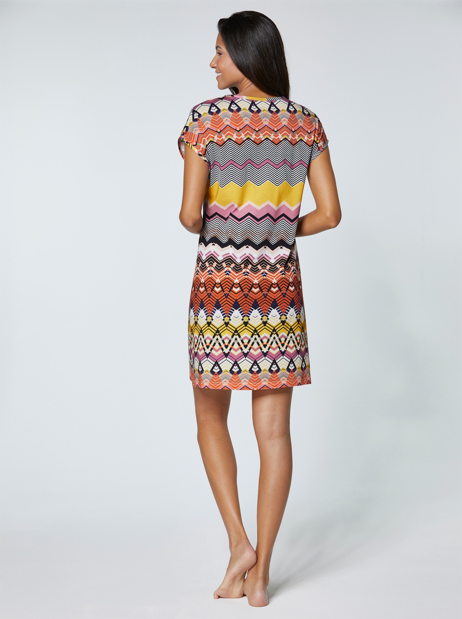 feel good Sommerkleid mit Zick-Zack-Dessin - bunt-bedruckt