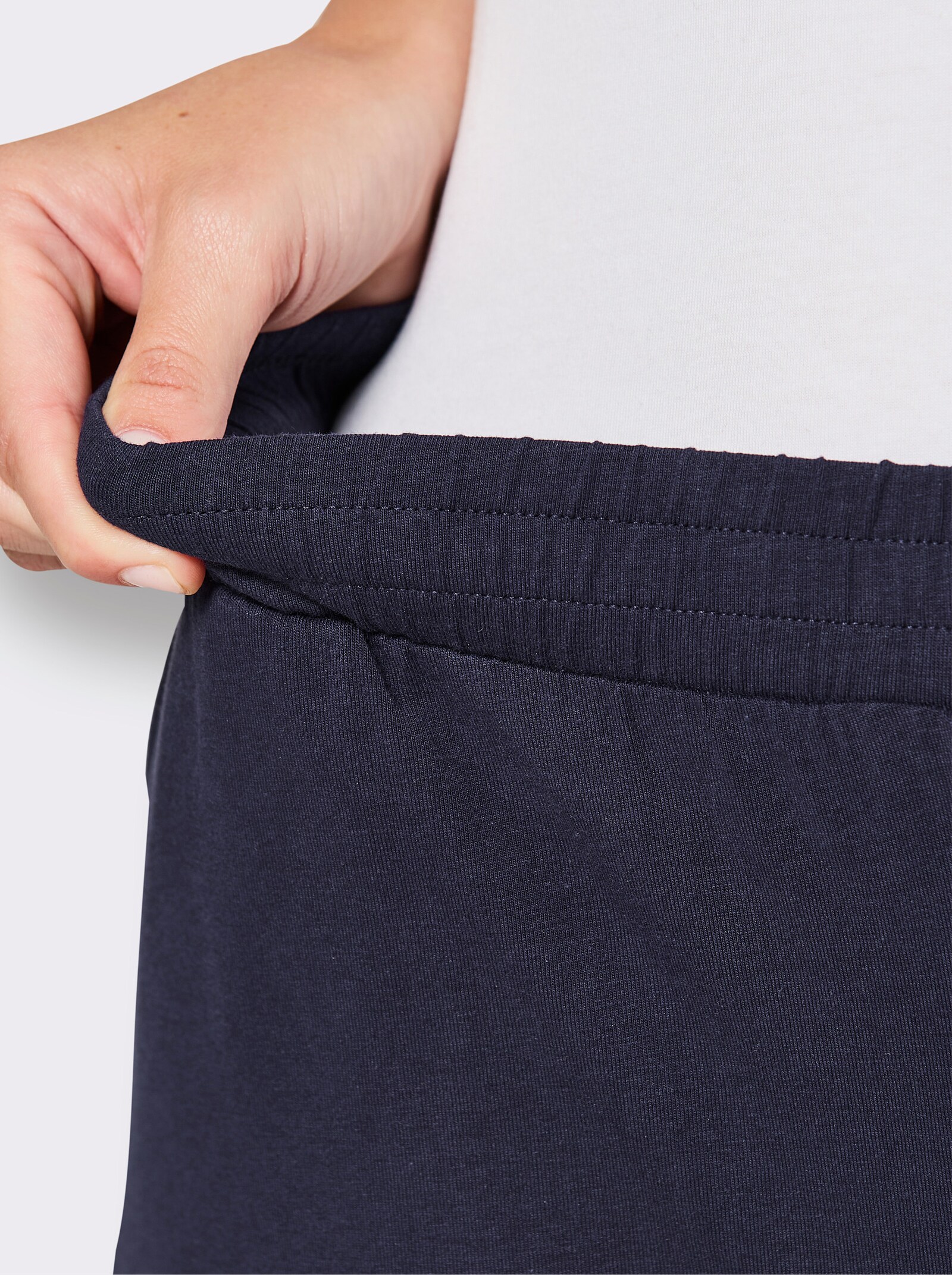 feel good Dehnbund-Hose aus leichtem Jersey - marine