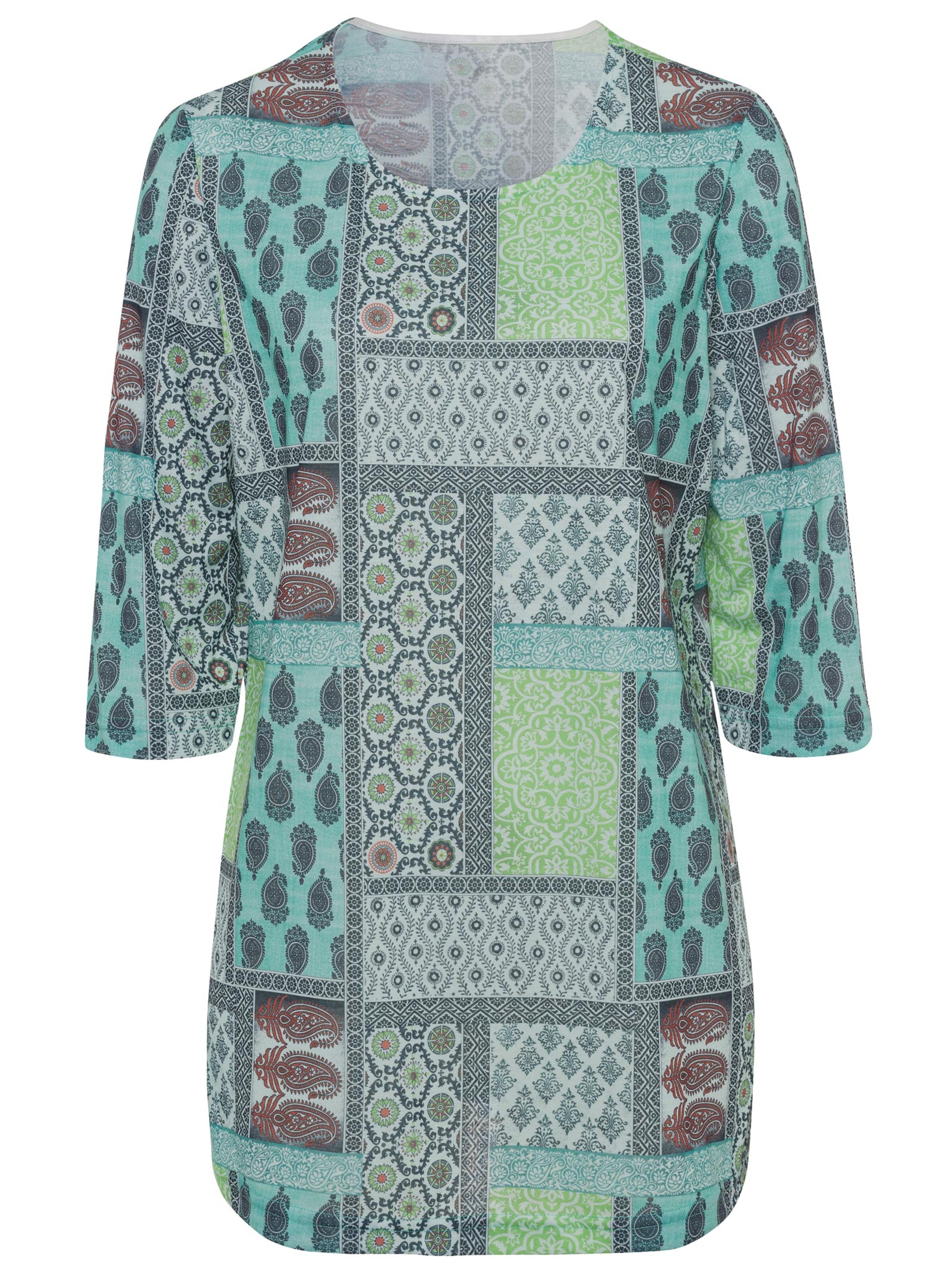 Longshirt - petrol-gemustert