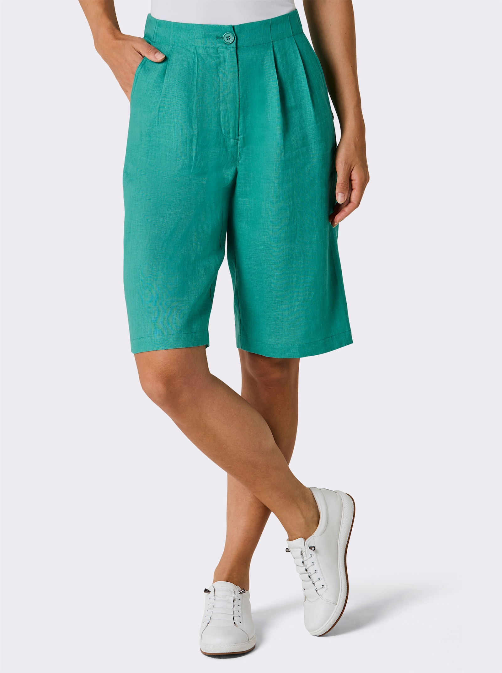 CREATION L PREMIUM Bermudas aus reinem Leinen - smaragd