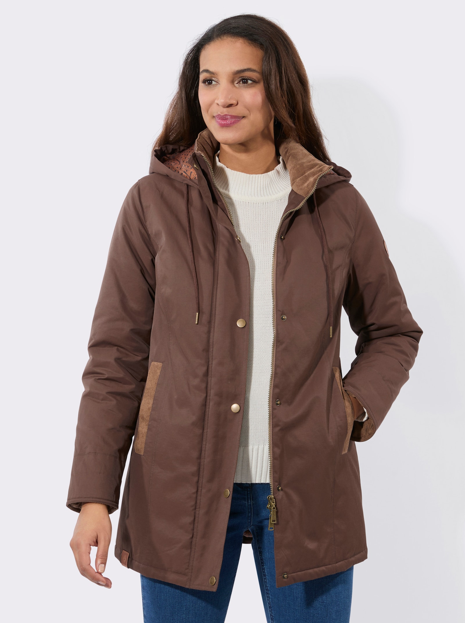 Canvasjacke mit Stehkragen - schoko