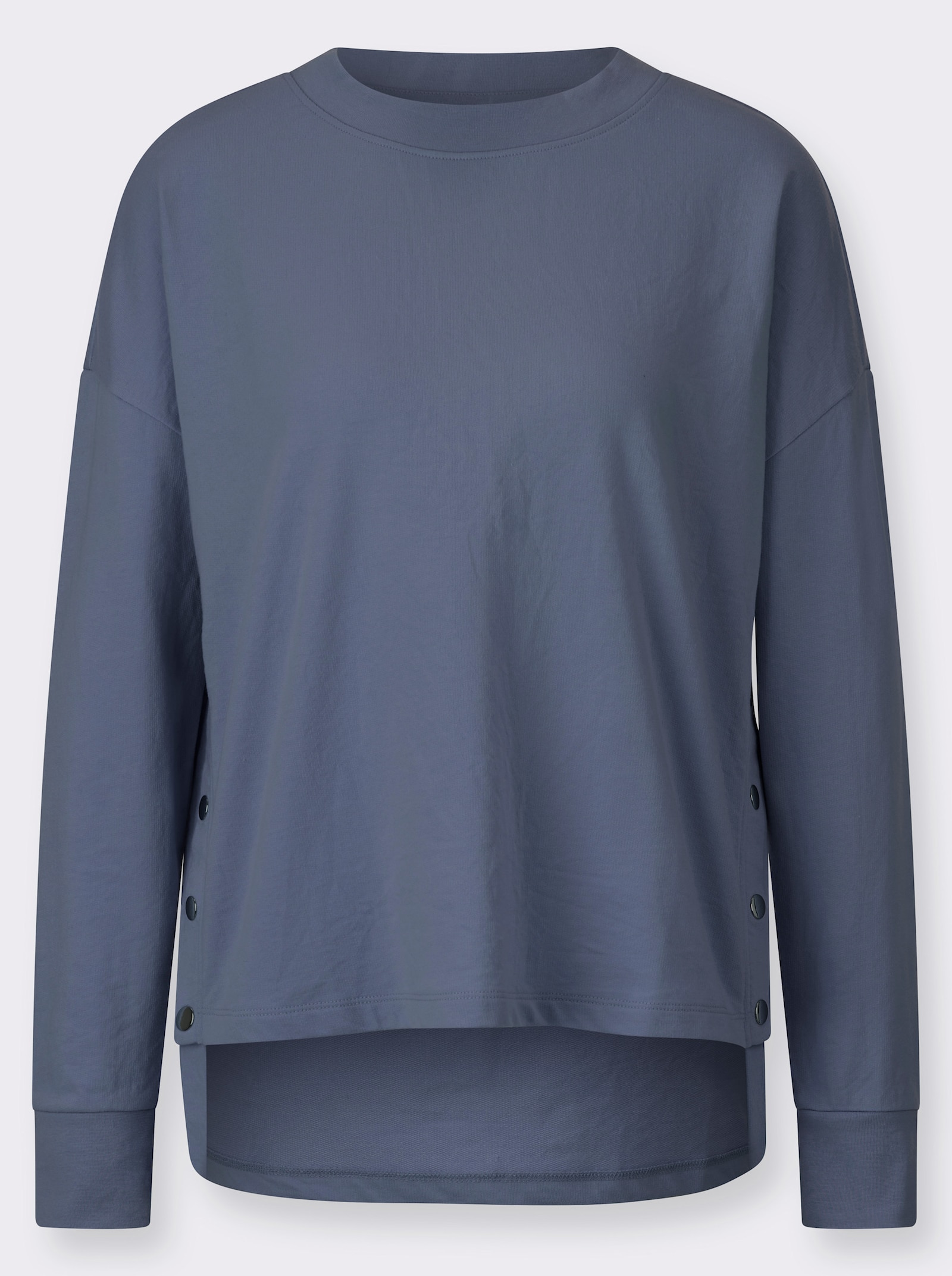 Sweatshirt mit seitlicher Druckknopfleiste - rauchblau