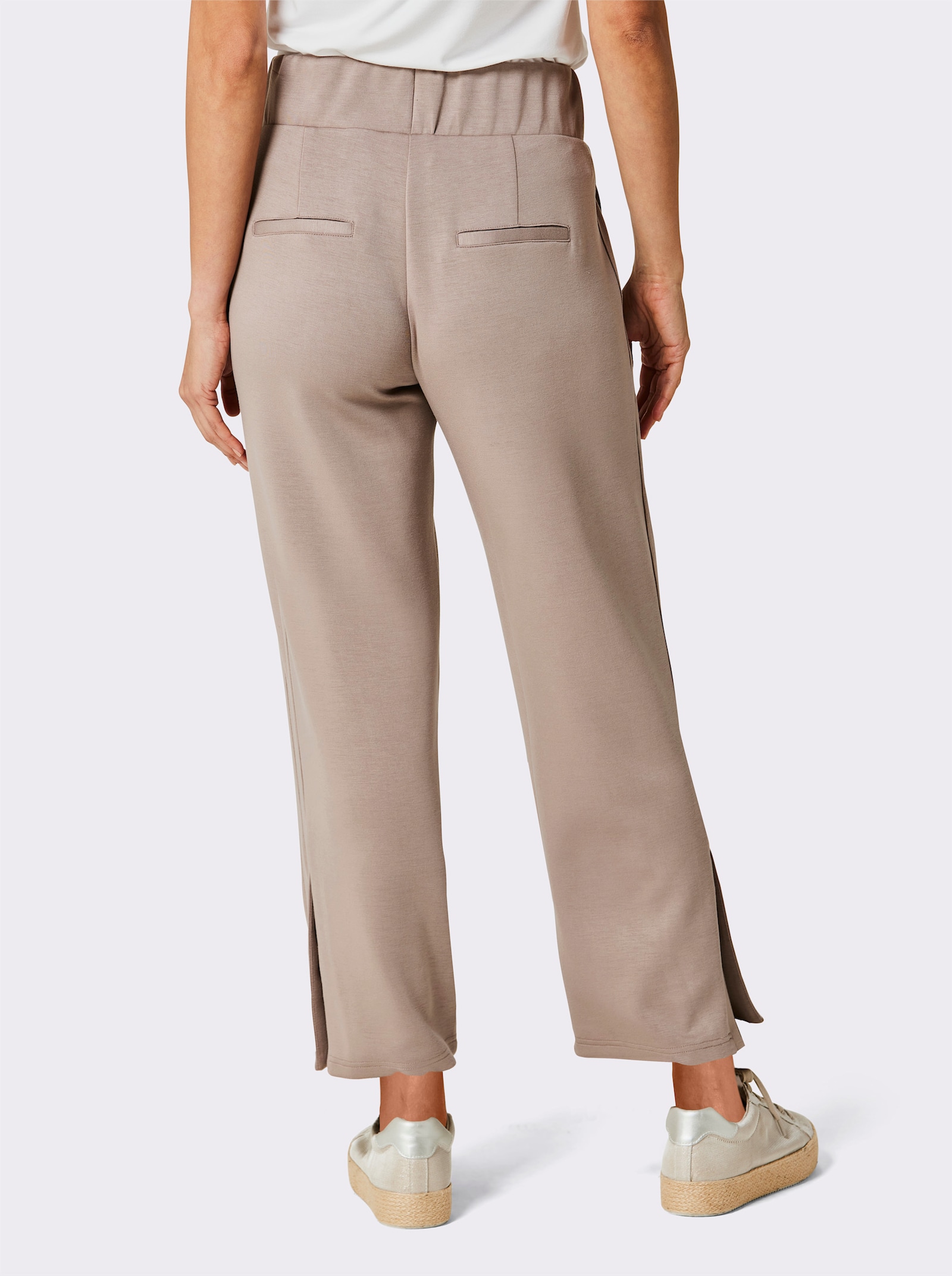 CREATION L PREMIUM Sweathose mit verdecktem Beinschlitz - taupe