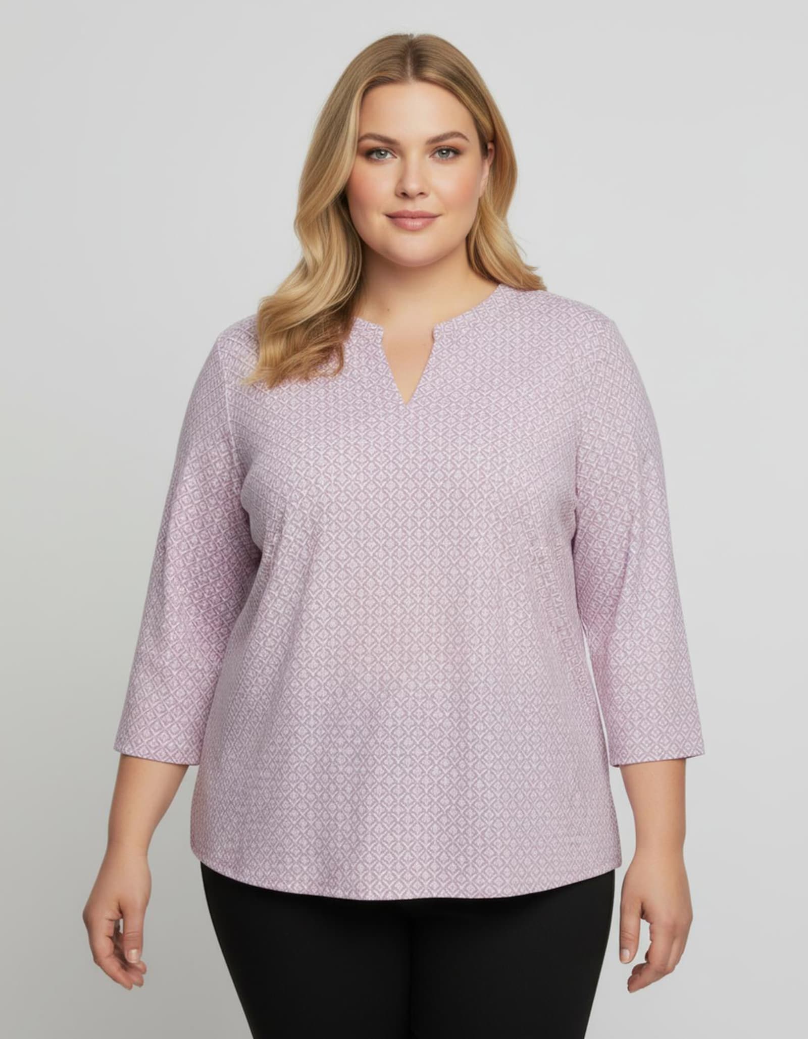 Schlupfbluse mit Minimal-Muster, Viskose - rosé-gemustert