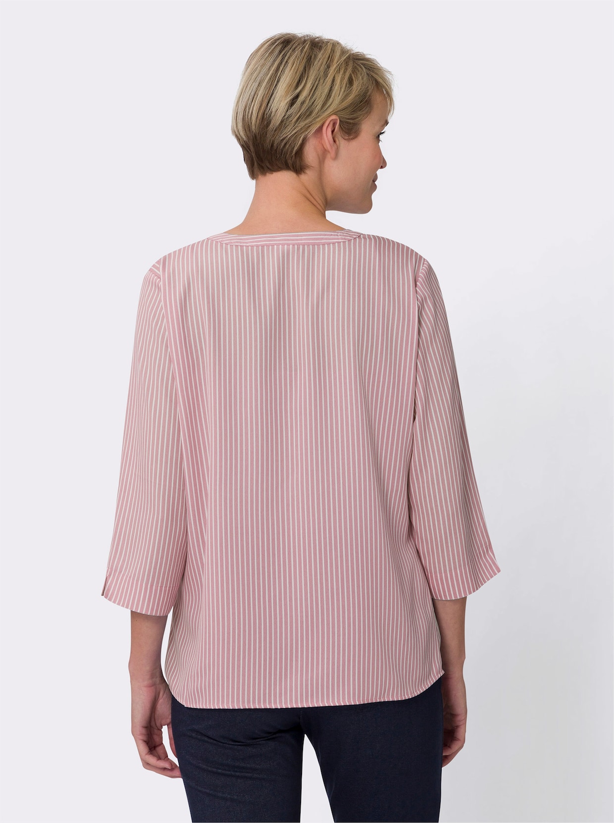 Comfortabele blouse - hortensia/ecru gestreept