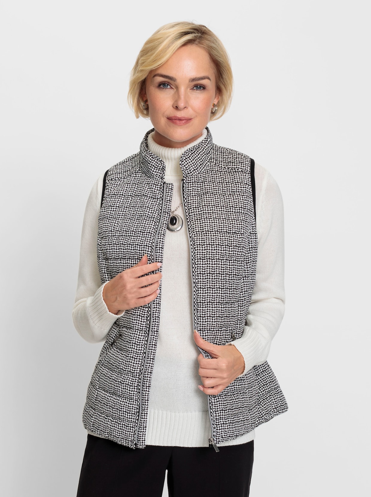 Bodywarmer - zwart/ecru geprint