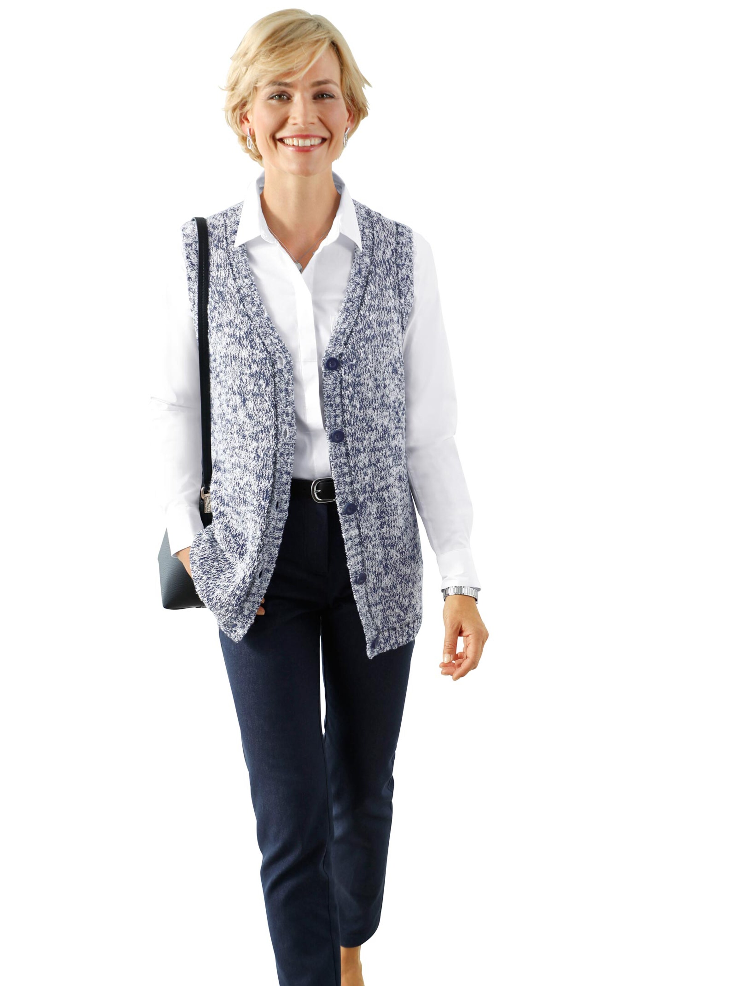 Strickweste - marine-meliert