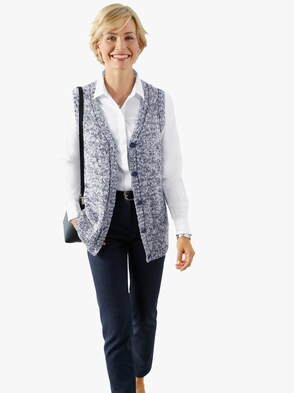 Strickweste - marine-meliert