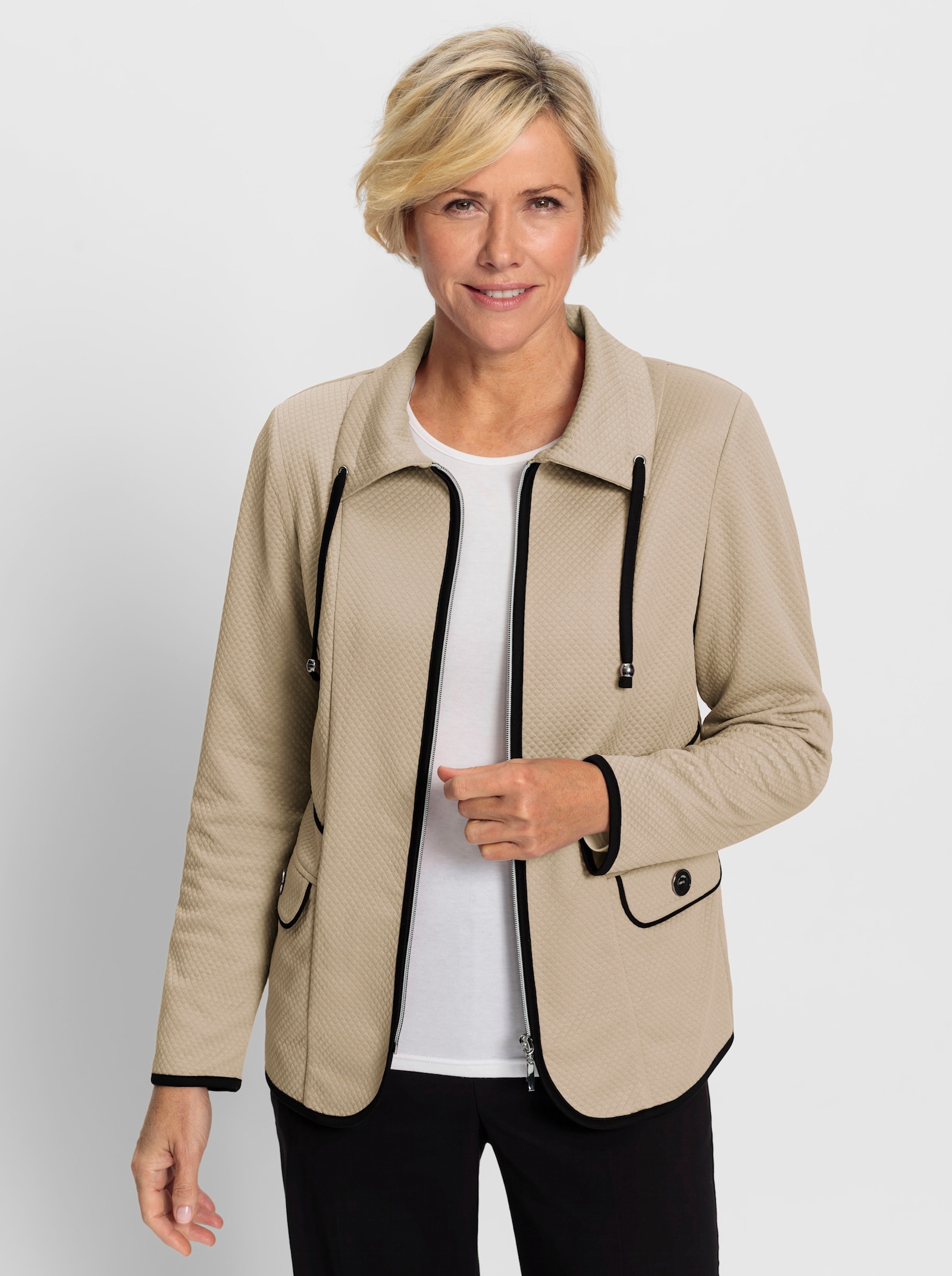Jerseyblazer in strukturierter Qualität - beige