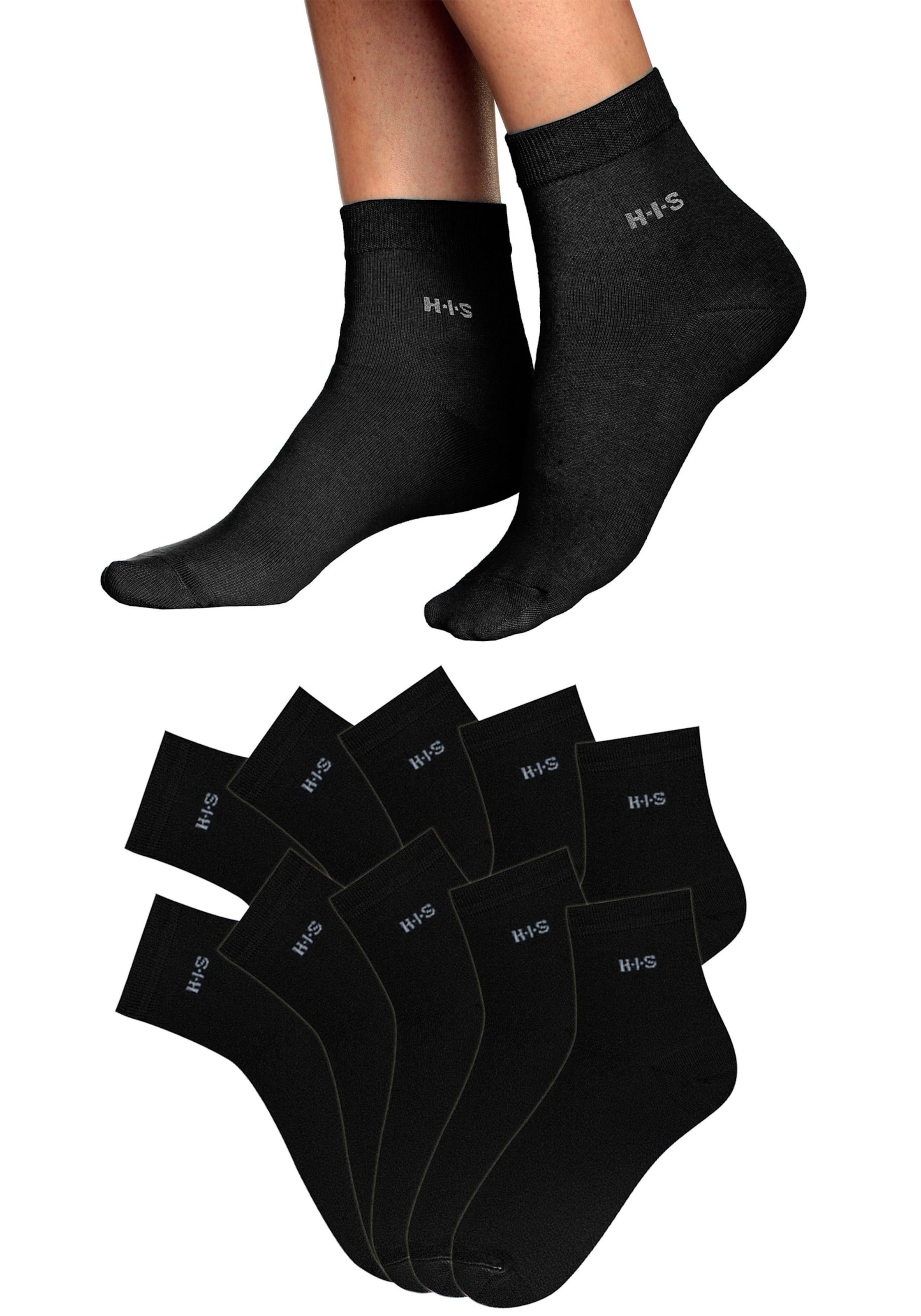 Socken in günstig Kaufen-Kurzsocken in schwarz von H.I.S. Kurzsocken in schwarz von H.I.S <![CDATA[Sommerliche Kurzsocke mit optimaler Passform. In leichter, hautsympathischer Qualität mit einem hohen Anteil feiner, weicher Baumwolle. Das hochwertige, pflegeleichte Material mach