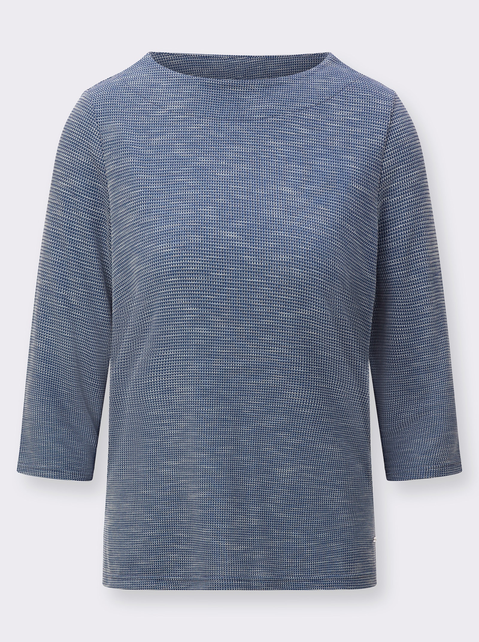 3/4-Arm-Shirt mit U-Boot-Ausschnitt - jeansblau-ecru-gemustert