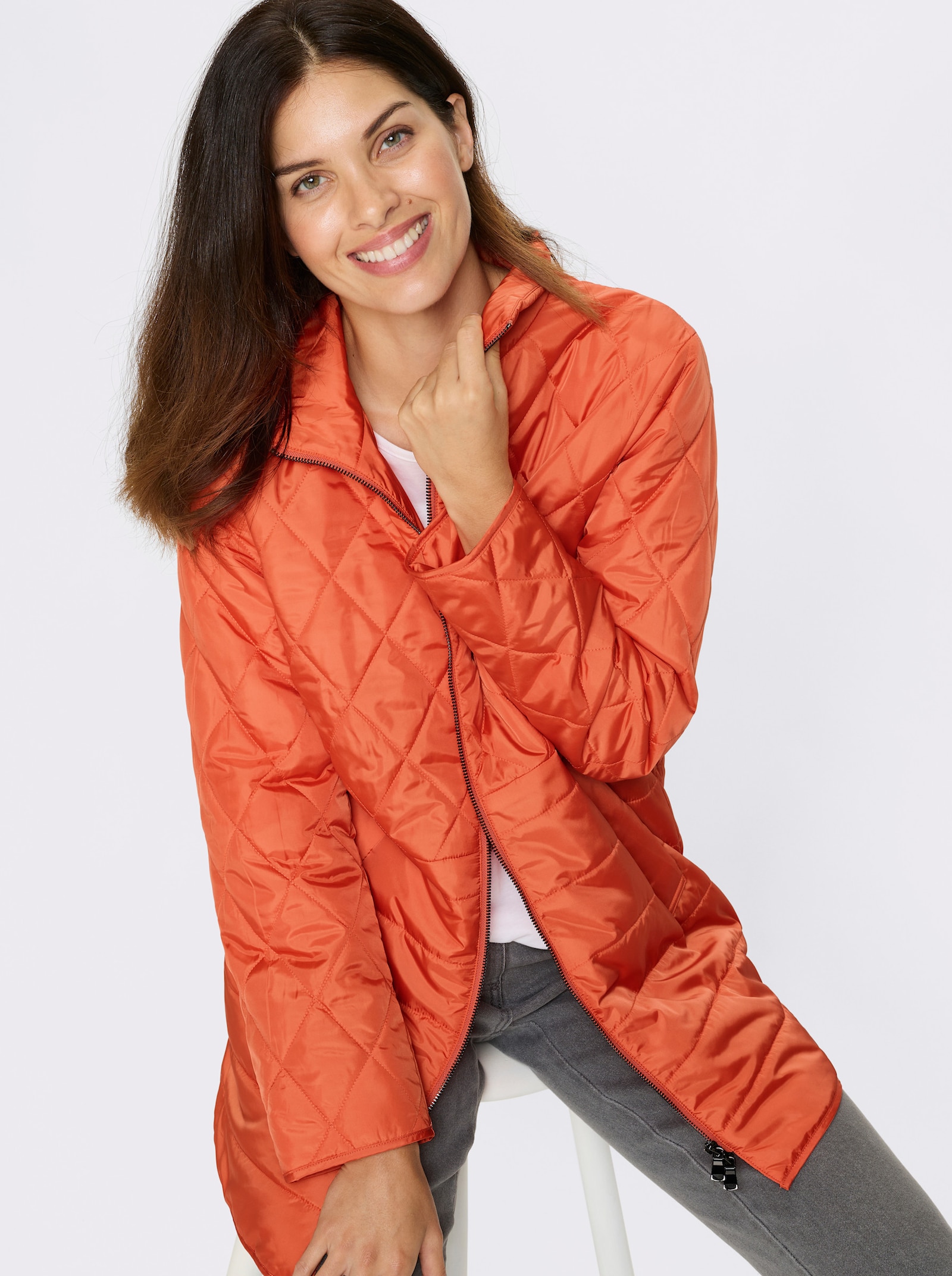 Steppjacke Seitenschlitze mit Druckknöpfen - orange
