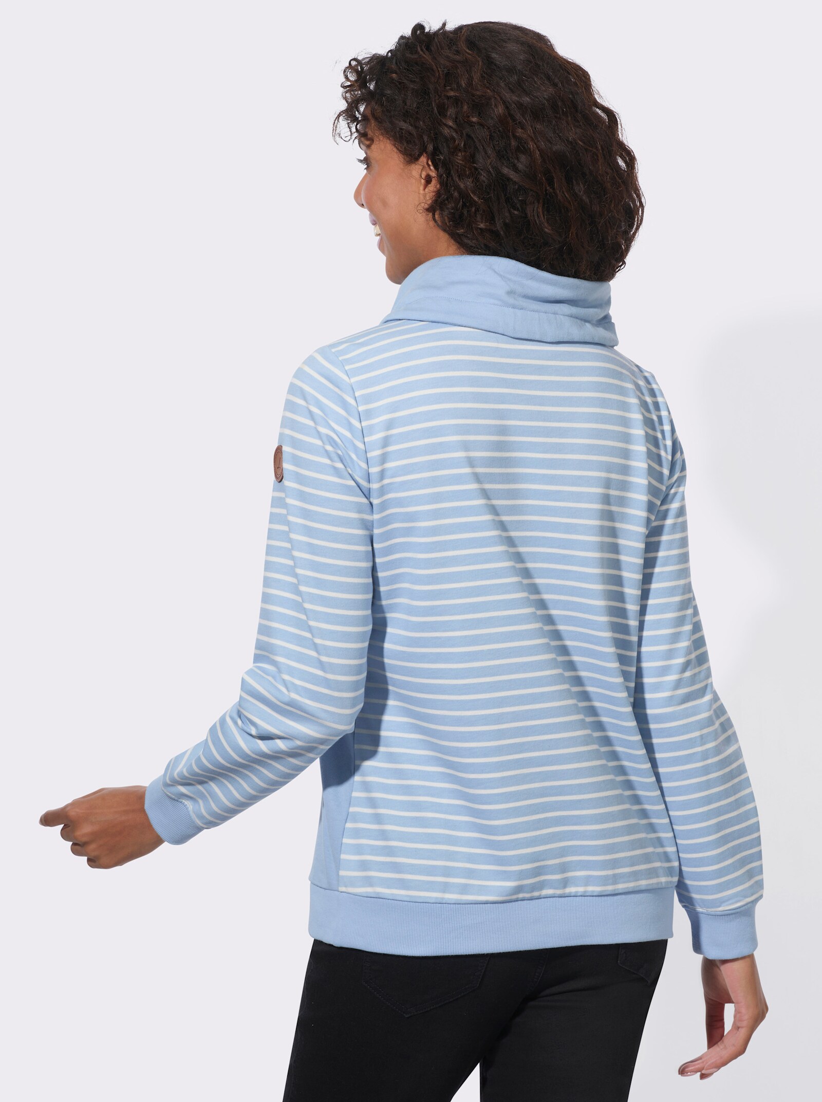 Sweatshirt im Streifenmuster - eisblau-ecru