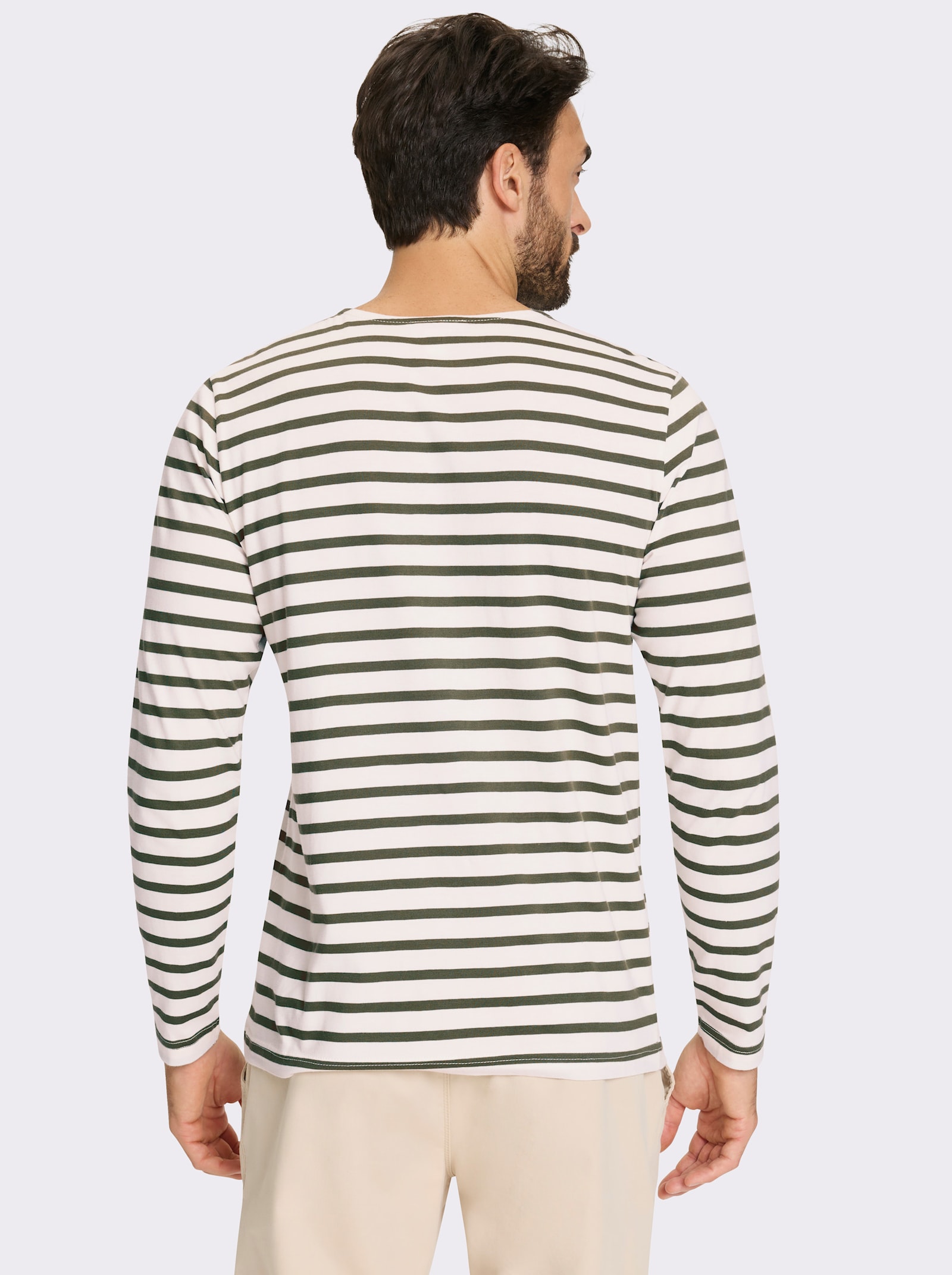 Catamaran Langarmshirt mit garngefärbten Streifen - khaki-ecru-gestreift