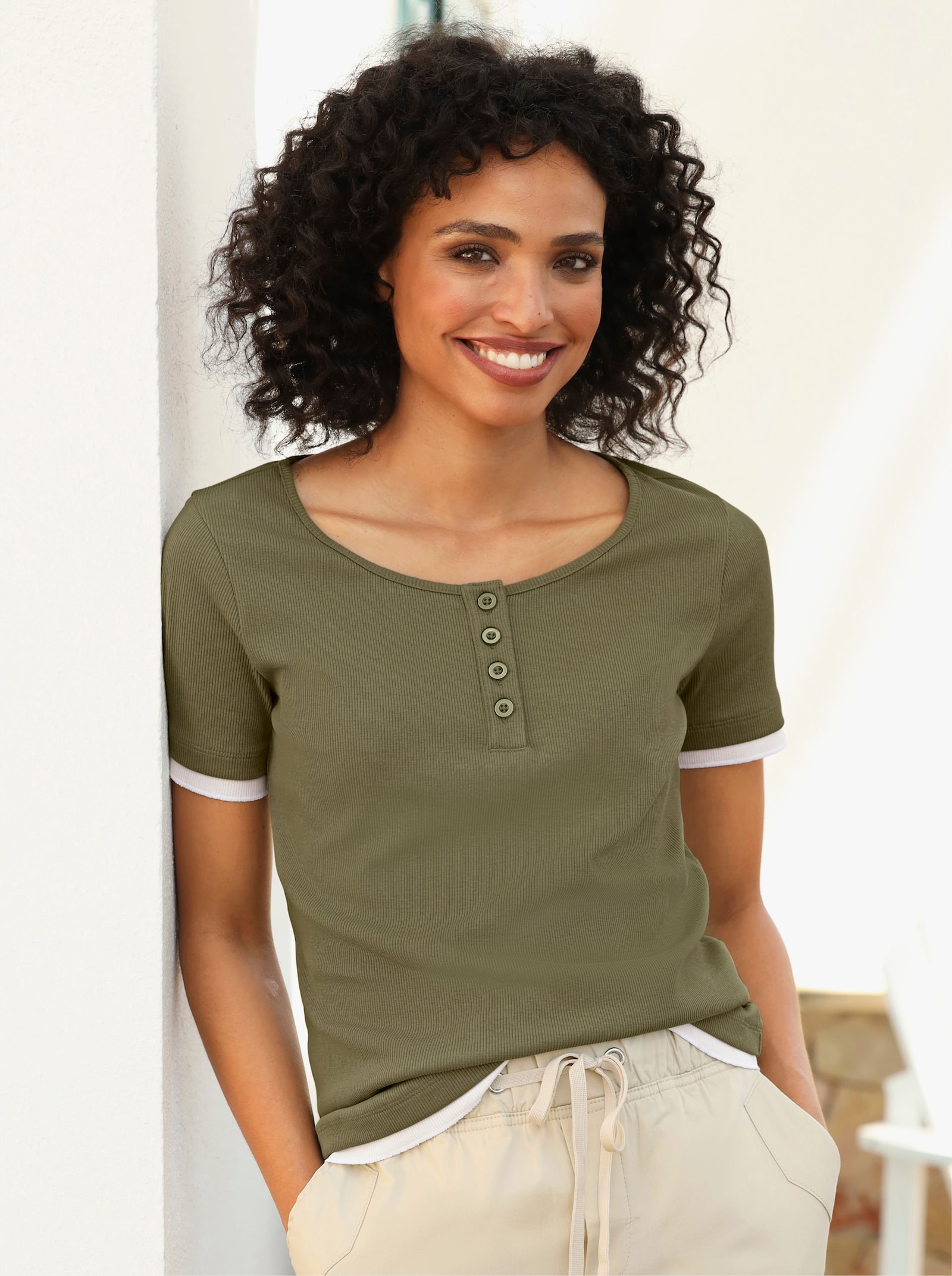 heine Shirt im 2-in-1-Look - khaki