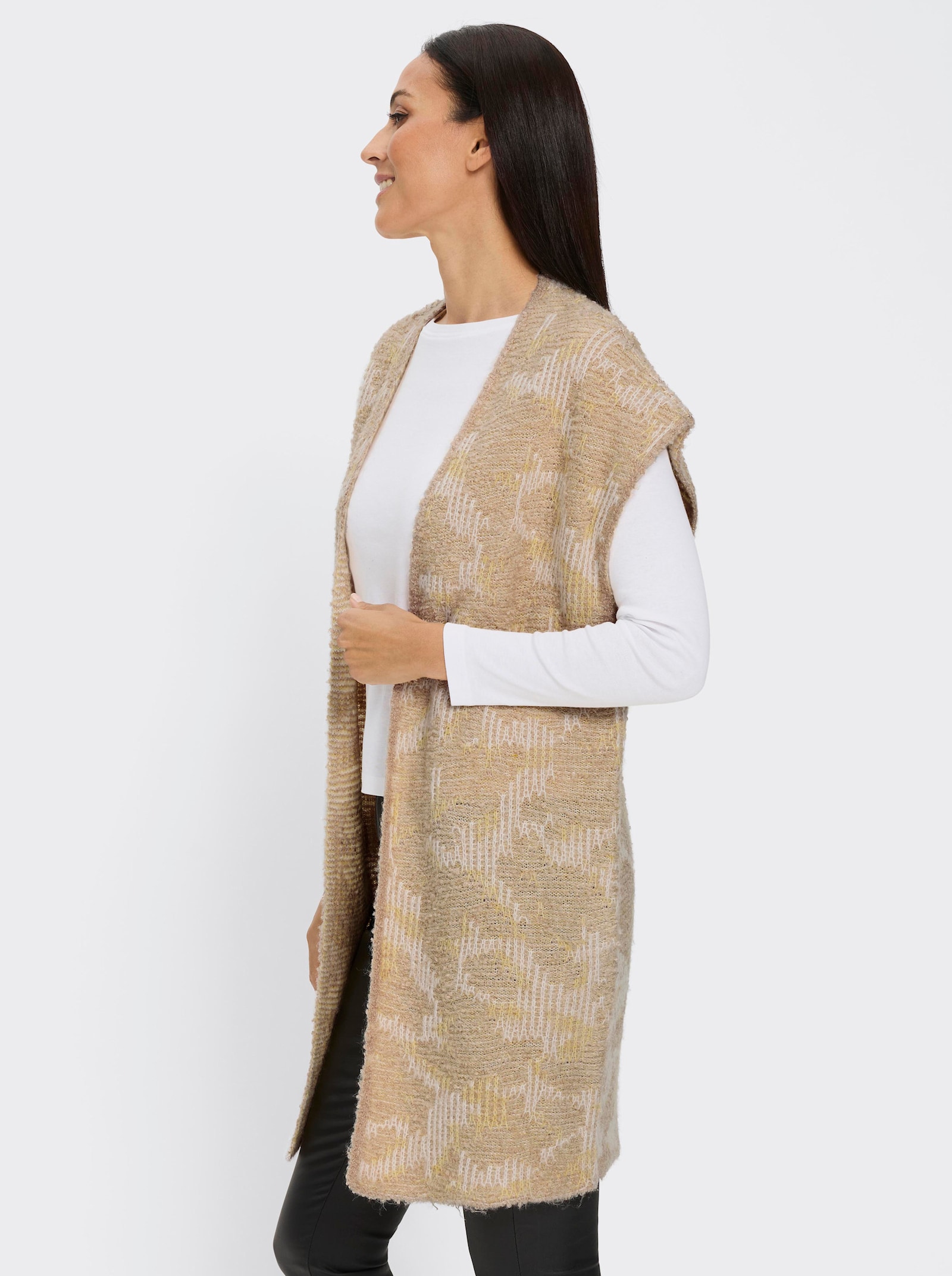 heine Strickweste - zitrone-champagner-gemustert