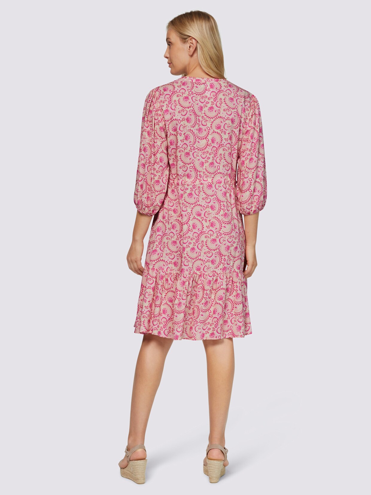 heine Druck-Kleid - sand-pink-bedruckt