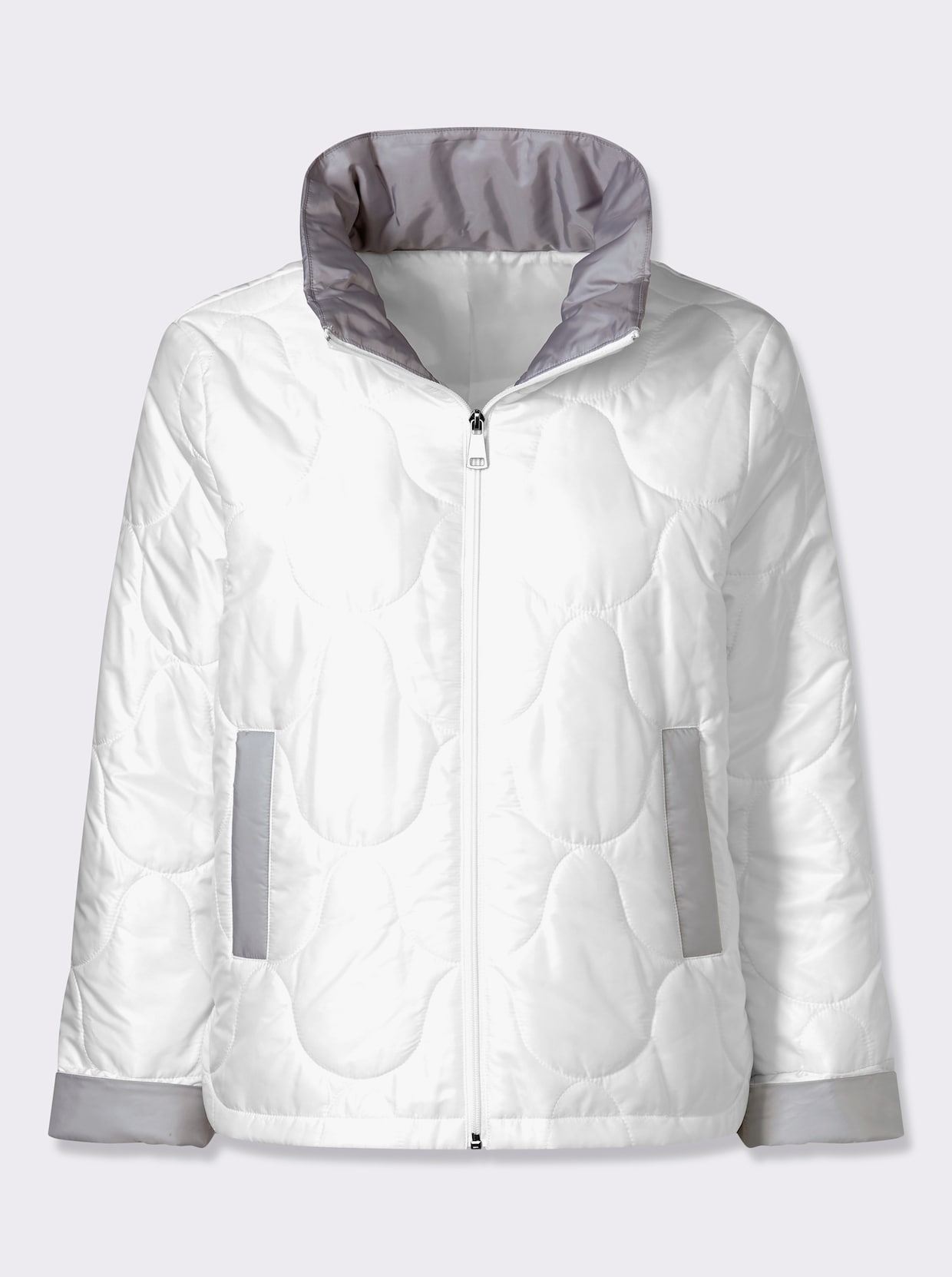 Steppjacke - weiß-steingrau