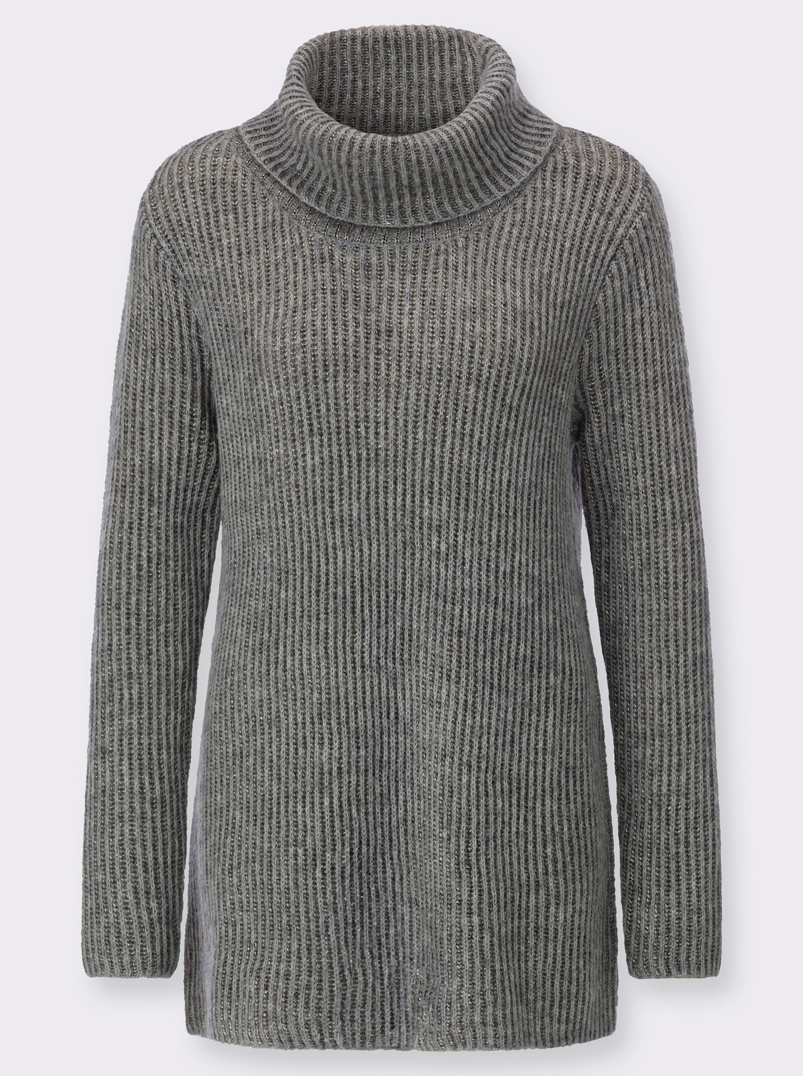 Rollkragenpullover mit Farbverlauf - hellgrau-anthrazit-meliert