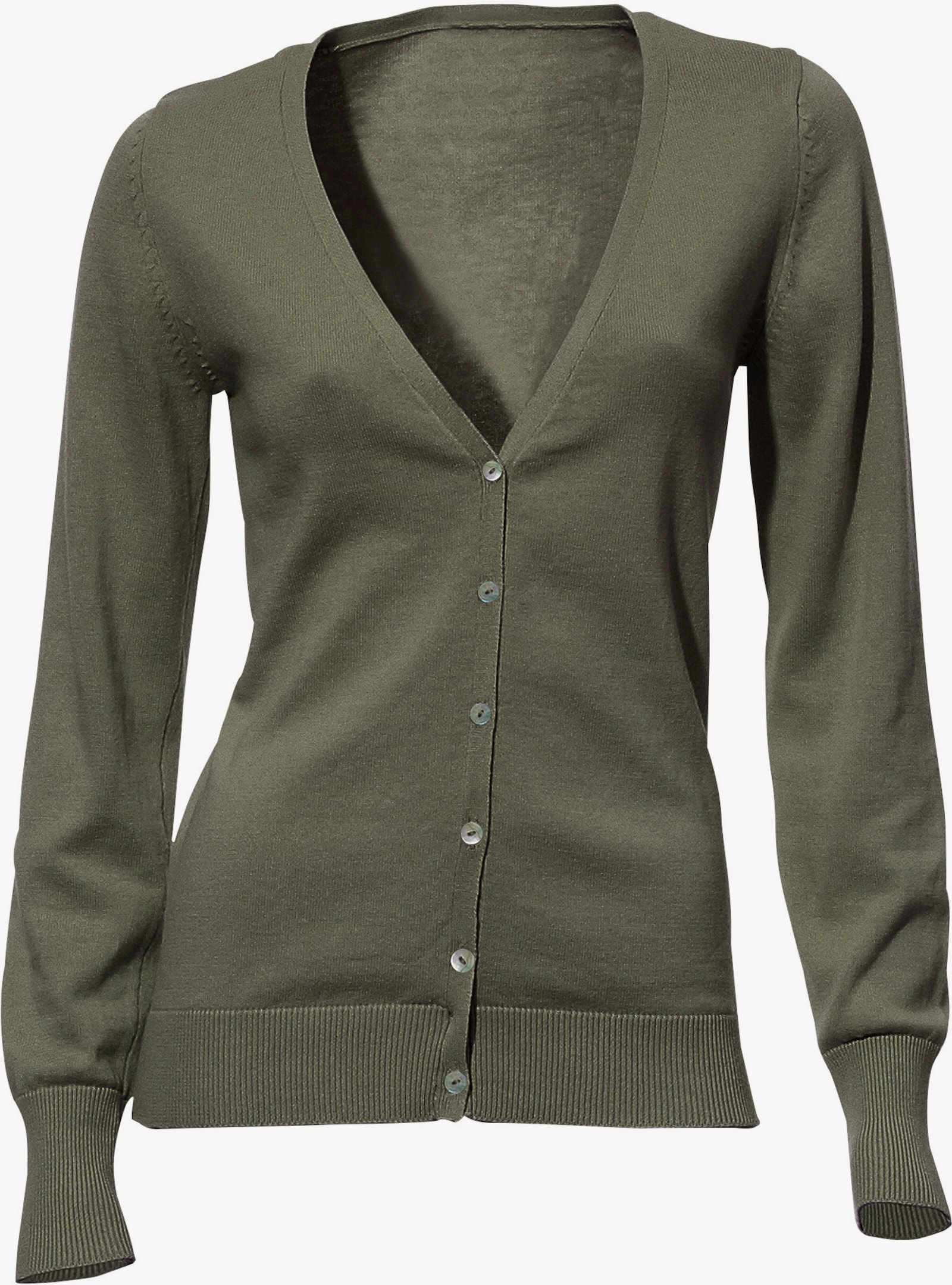 heine Finstickad kofta i cardiganmodell - oliv