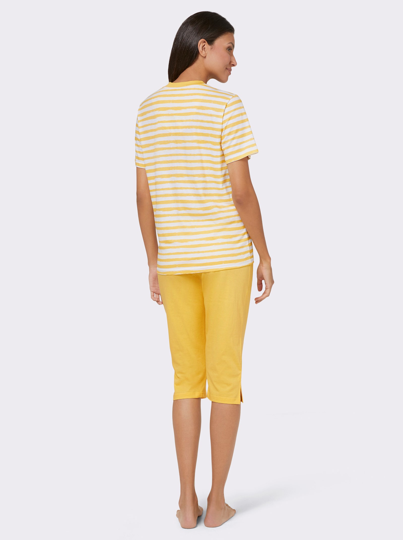 Comtessa Capri-pyjama’s van single-jersey - geel + geel gestreept